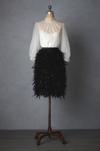 BHLDN Black Feather Skirt for Women - Elegant & Flowy Party Dress for Weddings, Dances & Special Occasions