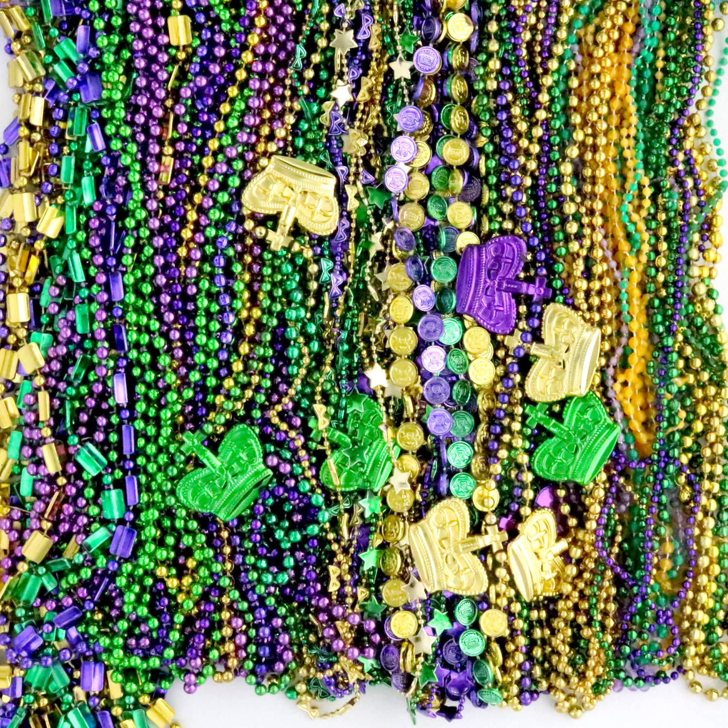 100-Piece Mardi Gras Metallic Bead Necklaces Bulk Set - Colorful Party Favors for Mardi Gras, New Year Parades, St. Patrick's Day, Christmas & Tailgating Events - Perfect for Themed Parties, Festive Decorations & LGBTQ+ Celebrations