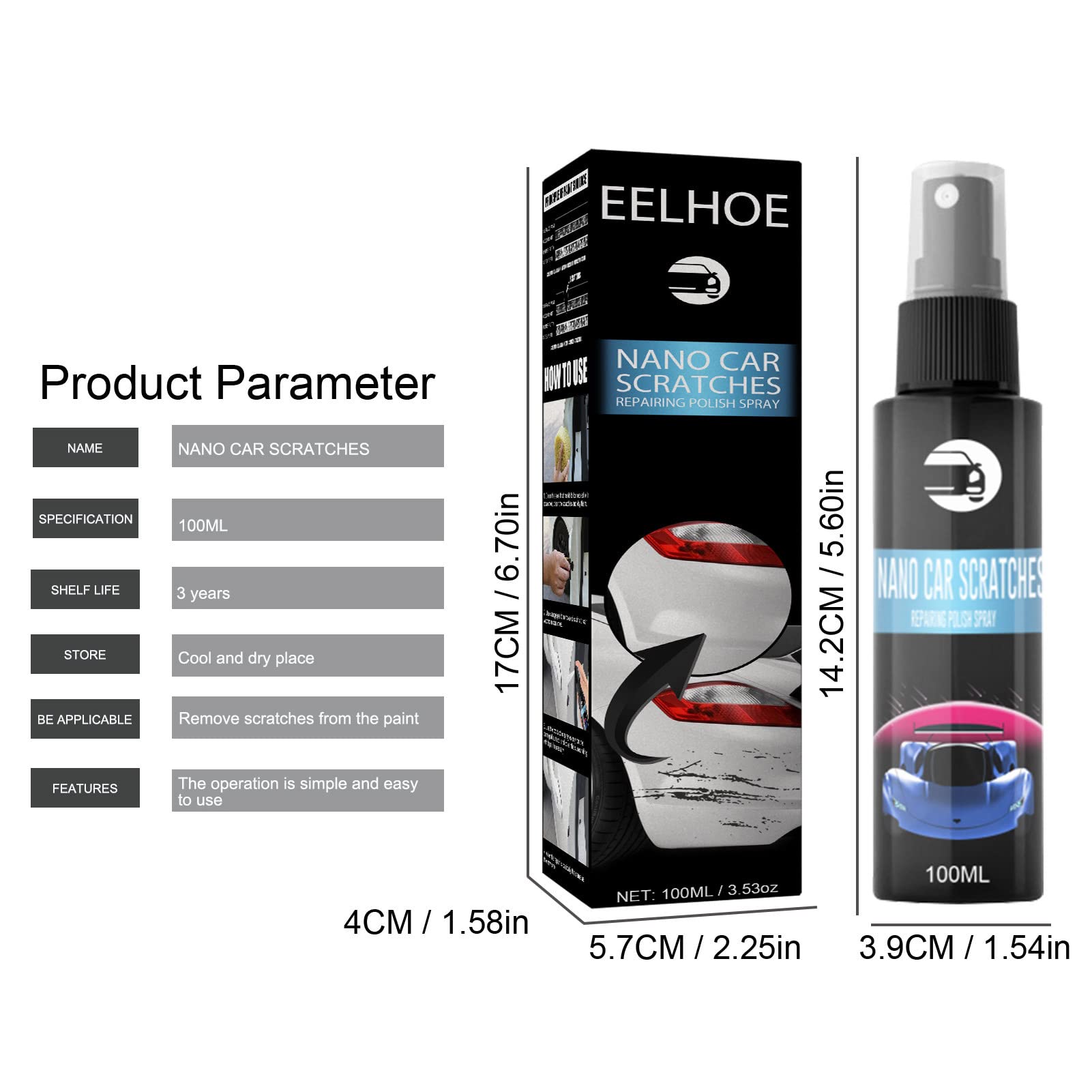 Car Scratch & Swirl Remover - Professional Paint Scratch Repair Kit, Swirl Mark Removal Spray for Car Detailing | Restores Shine & Eliminates Water Spots | Perfect for DIY Auto Care & Professional Detailing