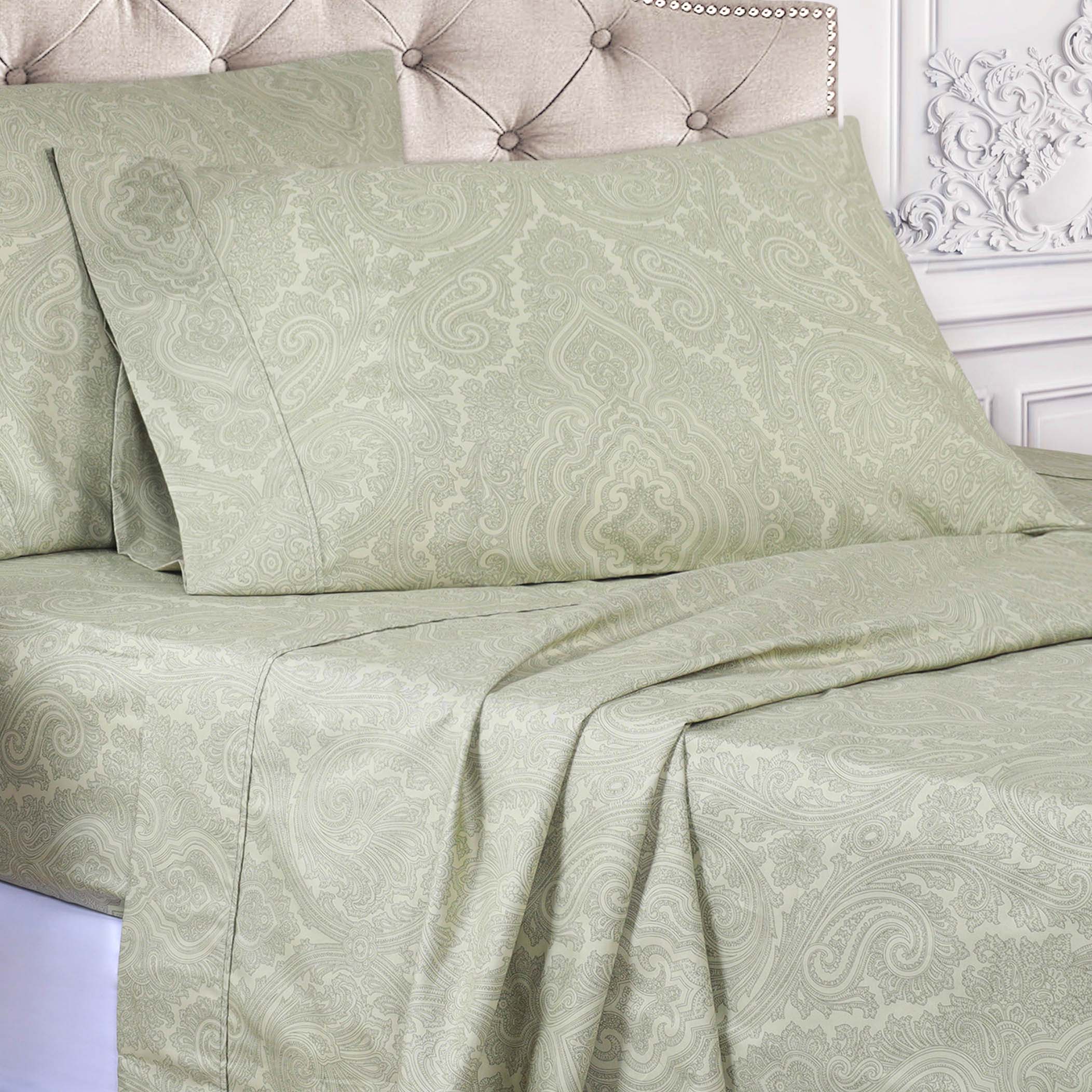 Italian Paisley 600 Thread Count Cotton Blend Deep Pocket Sheet Set - Ultra Soft Bedding for Queen & King Size Beds - Perfect for Luxury Hotels, Guest Rooms & Master Bedrooms