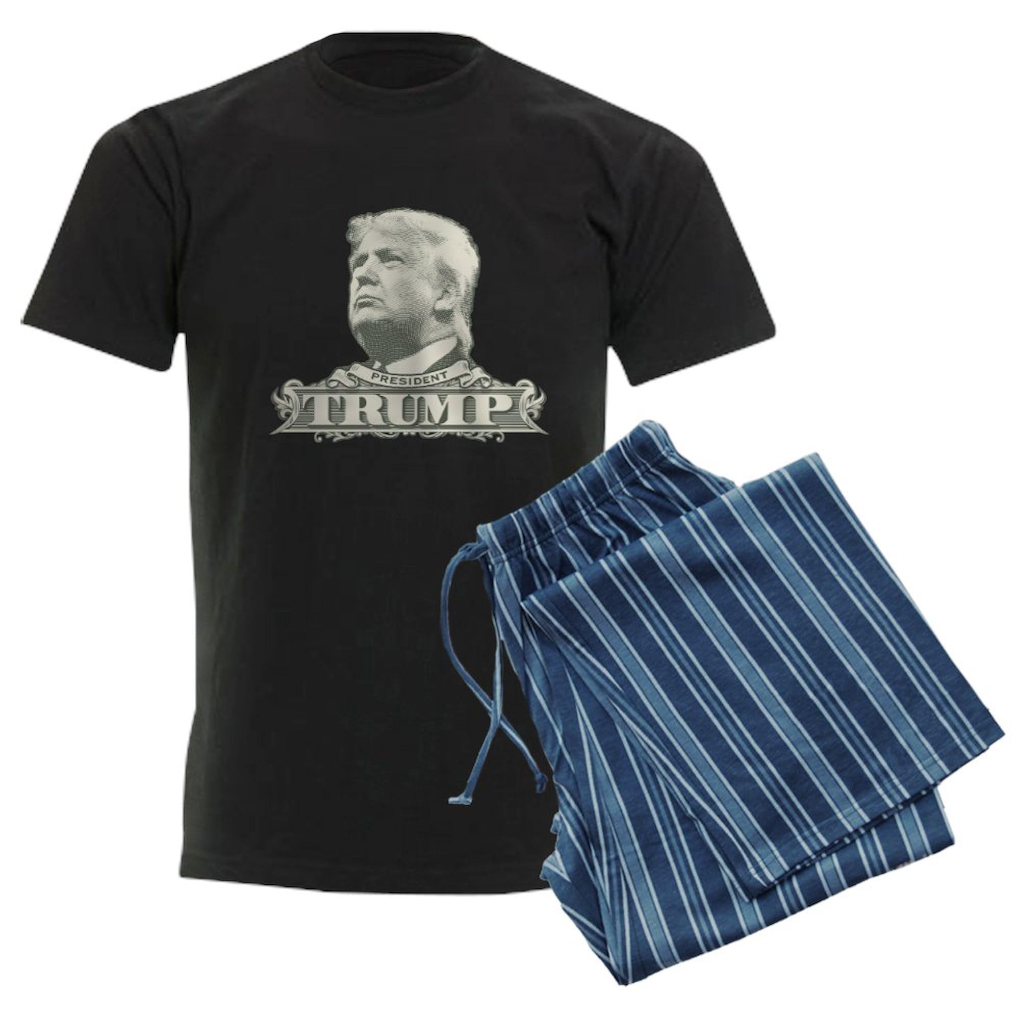 Donald Trump Dollar Bill Novelty Men's Pajama Set - Soft & Comfortable Sleepwear for Lounge & Gifts - Funny Political Pajamas for Trump Supporters