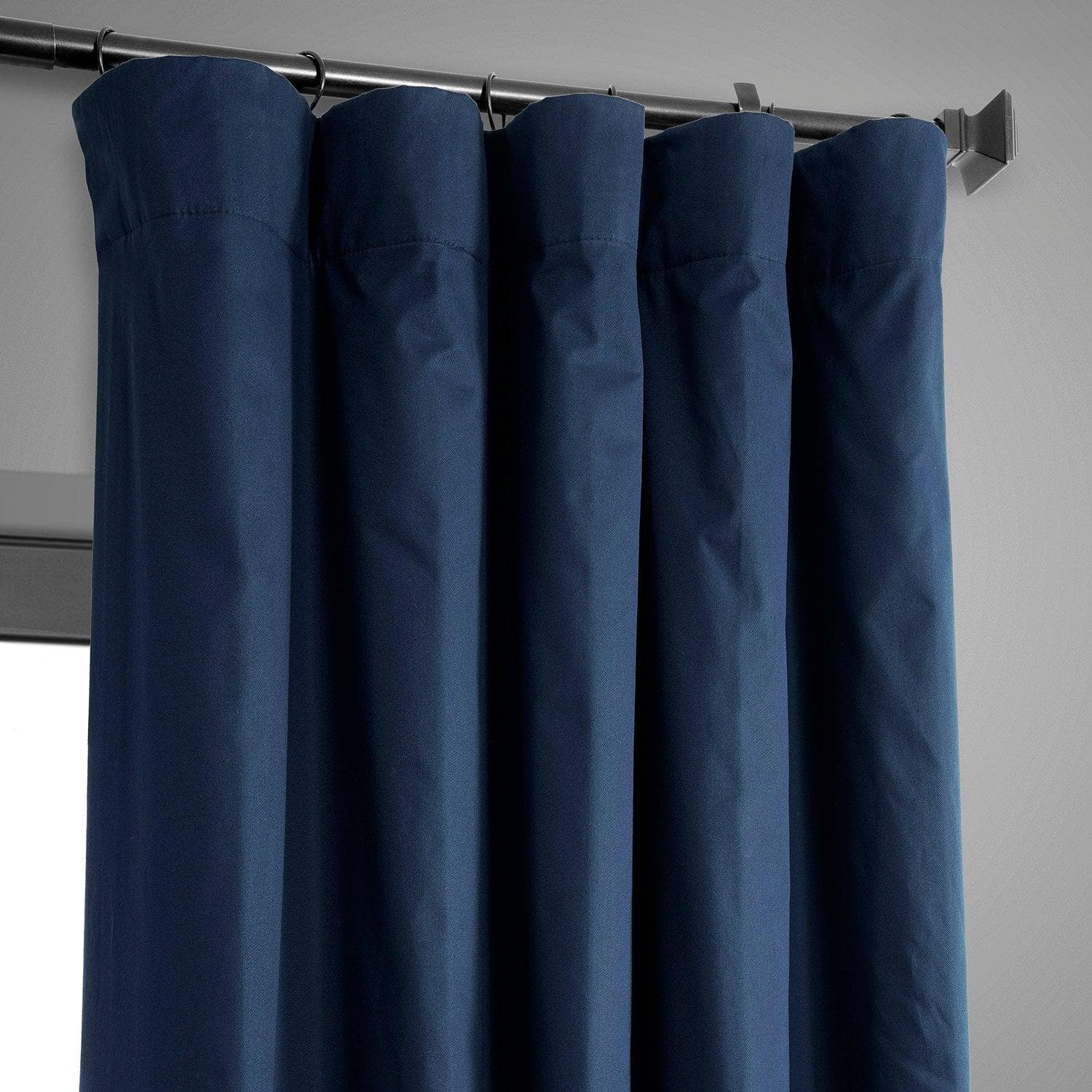 Premium Dark Blue Solid Cotton Blackout Curtains for Hotels & Home - Thermal Insulated Noise Reducing Window Drapes for Bedroom, Living Room & Office