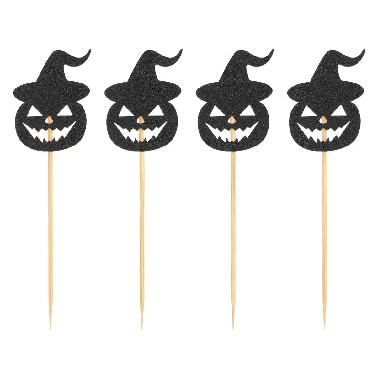 16pcs Halloween Cupcake Toppers - Black Pumpkin Cake Decorations for Halloween Party Favors, Cupcake Picks | Perfect for Halloween Desserts, Birthday Parties & Spooky Treats