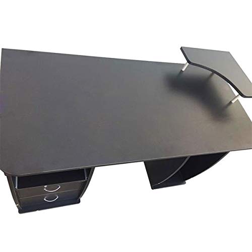 Black Melamine Computer Desk with Drawers - Sturdy Workstation for Home Office, Gaming & Study - Space-Saving Modern Design for Small Rooms