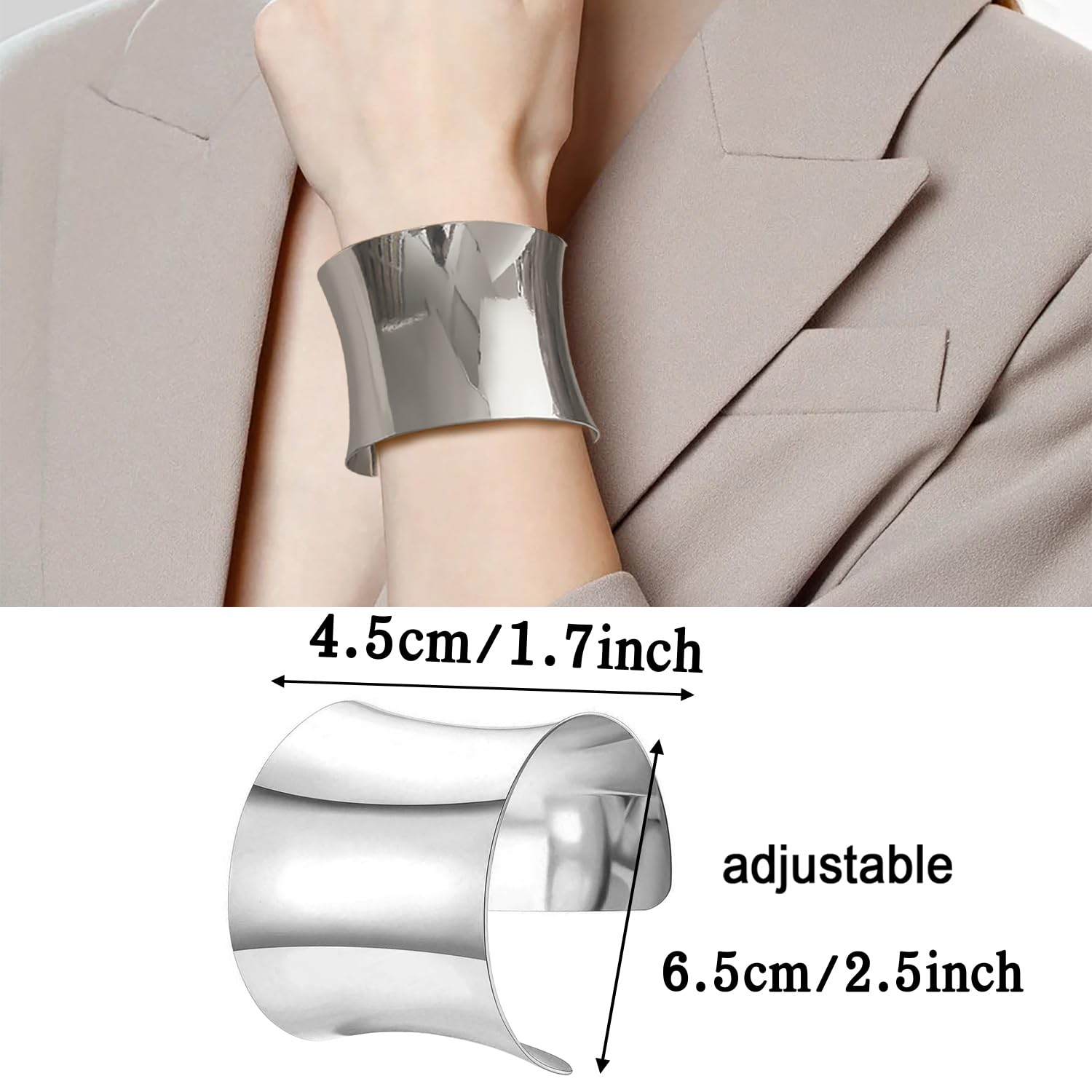 RIOSO 2-Pack Adjustable Gold Wire Cuff Bangles for Women - Open Wide Wrap Bracelets for Stacking & Layering - Perfect for Parties, Weddings & Everyday Fashion Accessories