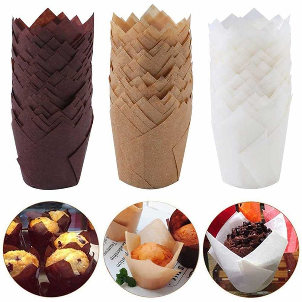 200 Pcs Tulip-Shaped Baking Cups - Oil Resistant & Heatproof Silicone Cupcake Liners for Muffins, Cupcakes & Desserts - Perfect for Home Baking, Party Treats & Holiday Cooking