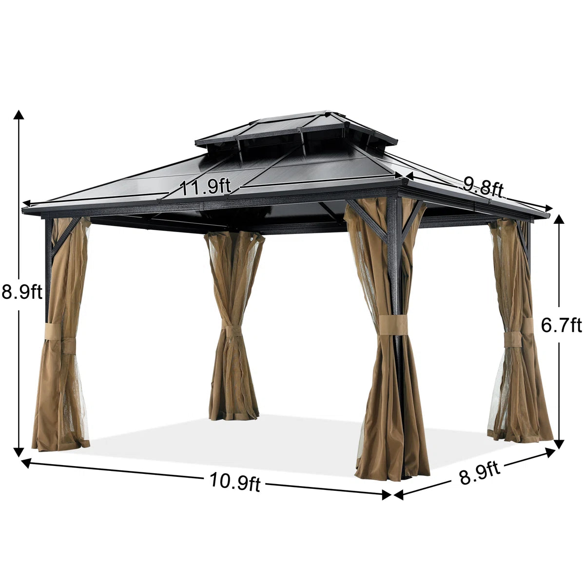 ABCCANOPY 10x12 Aluminum Patio Gazebo with Double Roof Hardtop - Perfect for Outdoor Entertaining, Backyard Relaxation, and Garden Parties