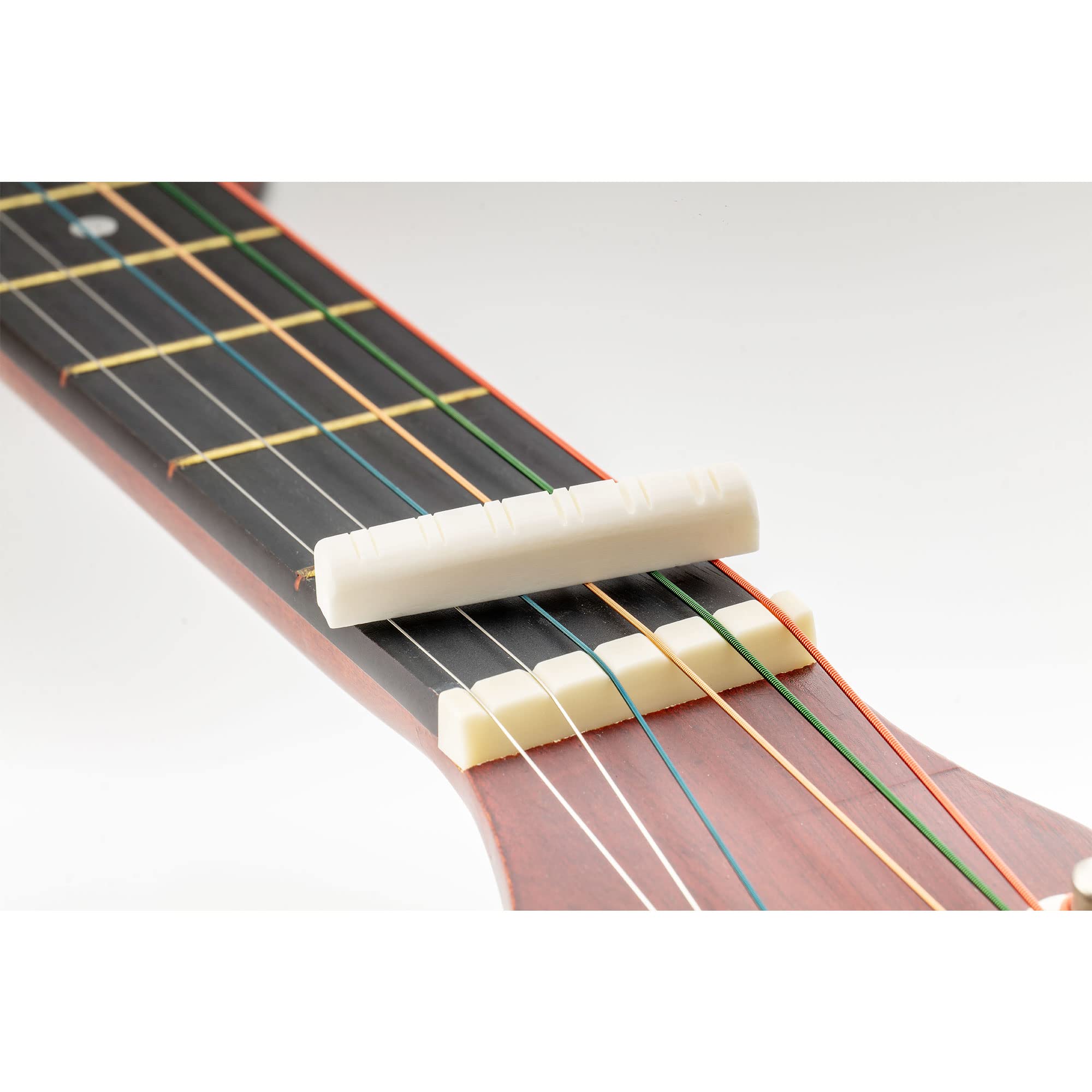 Musiclily 12-String Acoustic Guitar Slotted Bone Nut - 49x6x9.2/8.7mm Buffalo Bone Neck Nut (2-Pack) for Folk & Country Music Performance & Guitar Maintenance