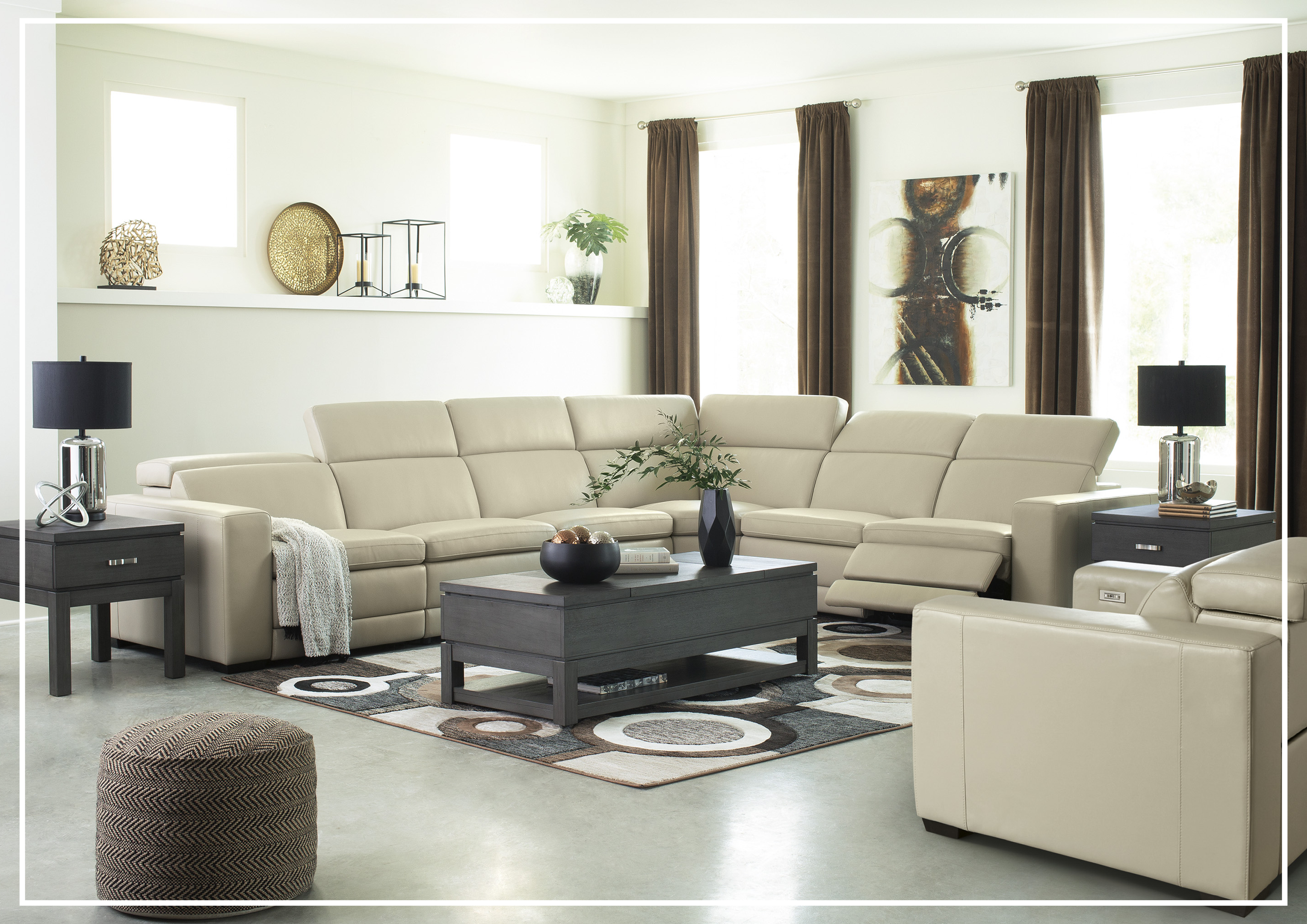 Gio Italia Titan 5-Seater Power Reclining Sectional Sofa - Modern L-Shaped Leather Living Room Couch with USB Charging Ports | Perfect for Family Movie Nights & Home Theater Lounging