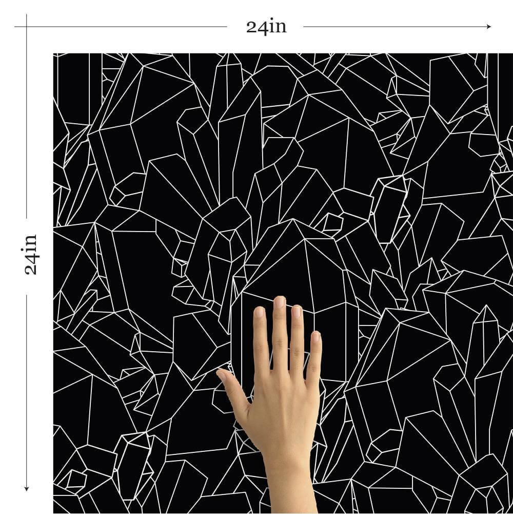 Black and White Crystal Geometric Peel and Stick Removable Wallpaper - Self-Adhesive Decorative Wall Covering for Bedroom, Living Room, Office & Home Decor