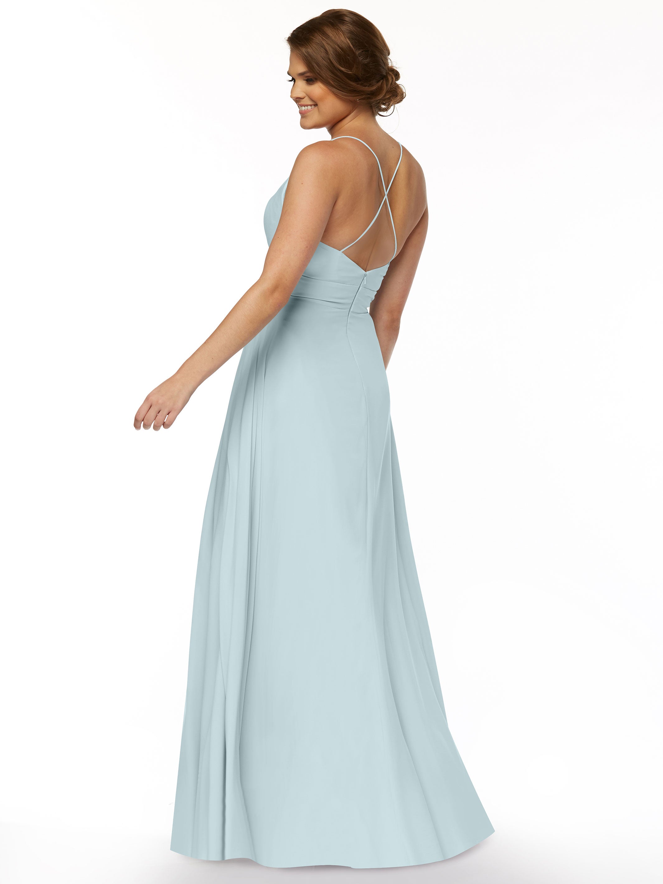Elegant 83027 Simple Stretch Chiffon A-Line Bridesmaid Dress with Pleats - Perfect for Weddings, Formal Events & Special Occasions