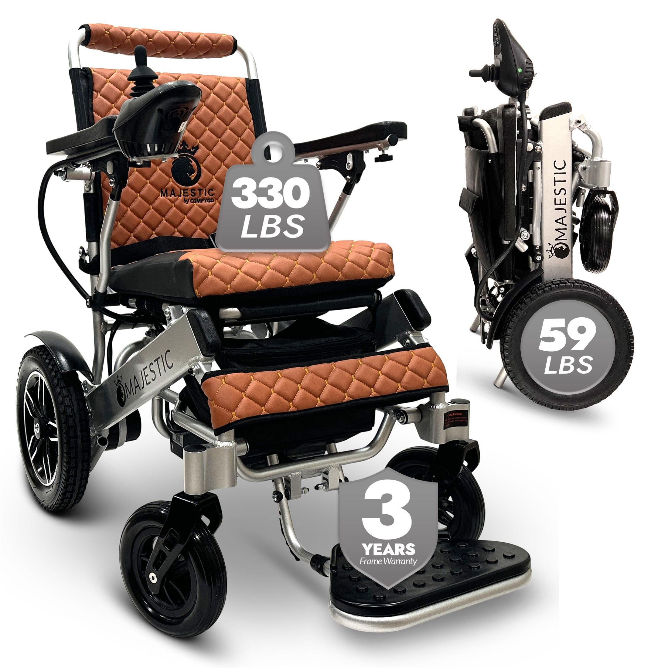 Foldable Lightweight Electric Wheelchair for Adults & Seniors - Portable Motorized Power Chair with Durable Ultra-Light Frame | Indoor & Outdoor Mobility, Travel, Shopping, Home Use