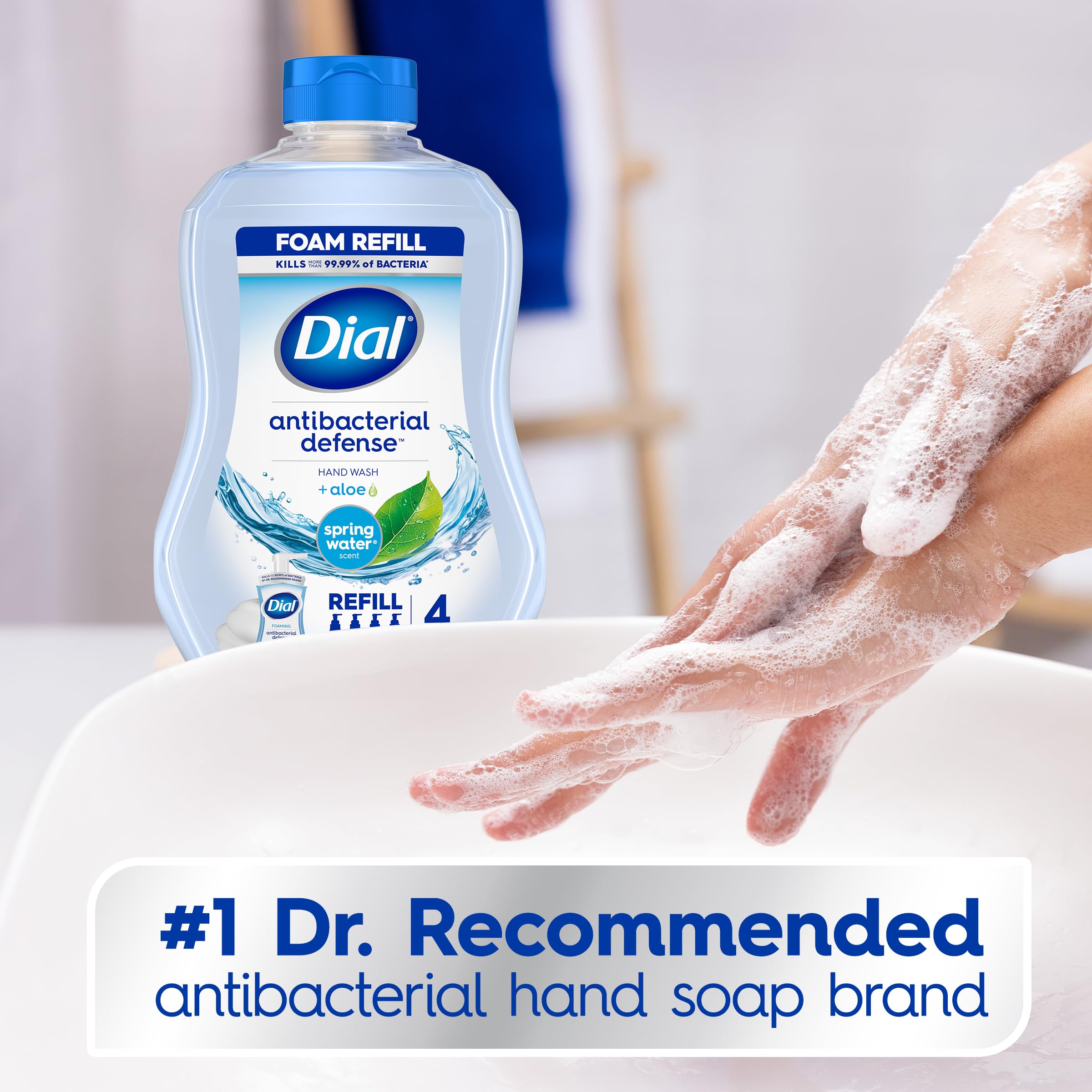 Dial Antibacterial Foaming Hand Wash Refill - Spring Water Scent, 30 Ounce (88.7 ml) | Gentle Skin Cleanser for Home, Kitchen & Bathroom | Kills 99.9% Germs