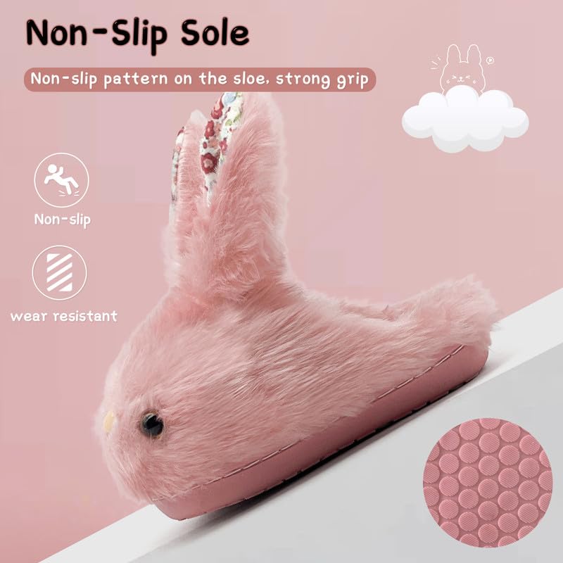 Soft Plush Bunny Slippers for Toddlers - Anti-Slip Indoor/Outdoor Winter Slippers for Girls & Boys | Cozy Kids House Shoes for Playtime & Bedtime