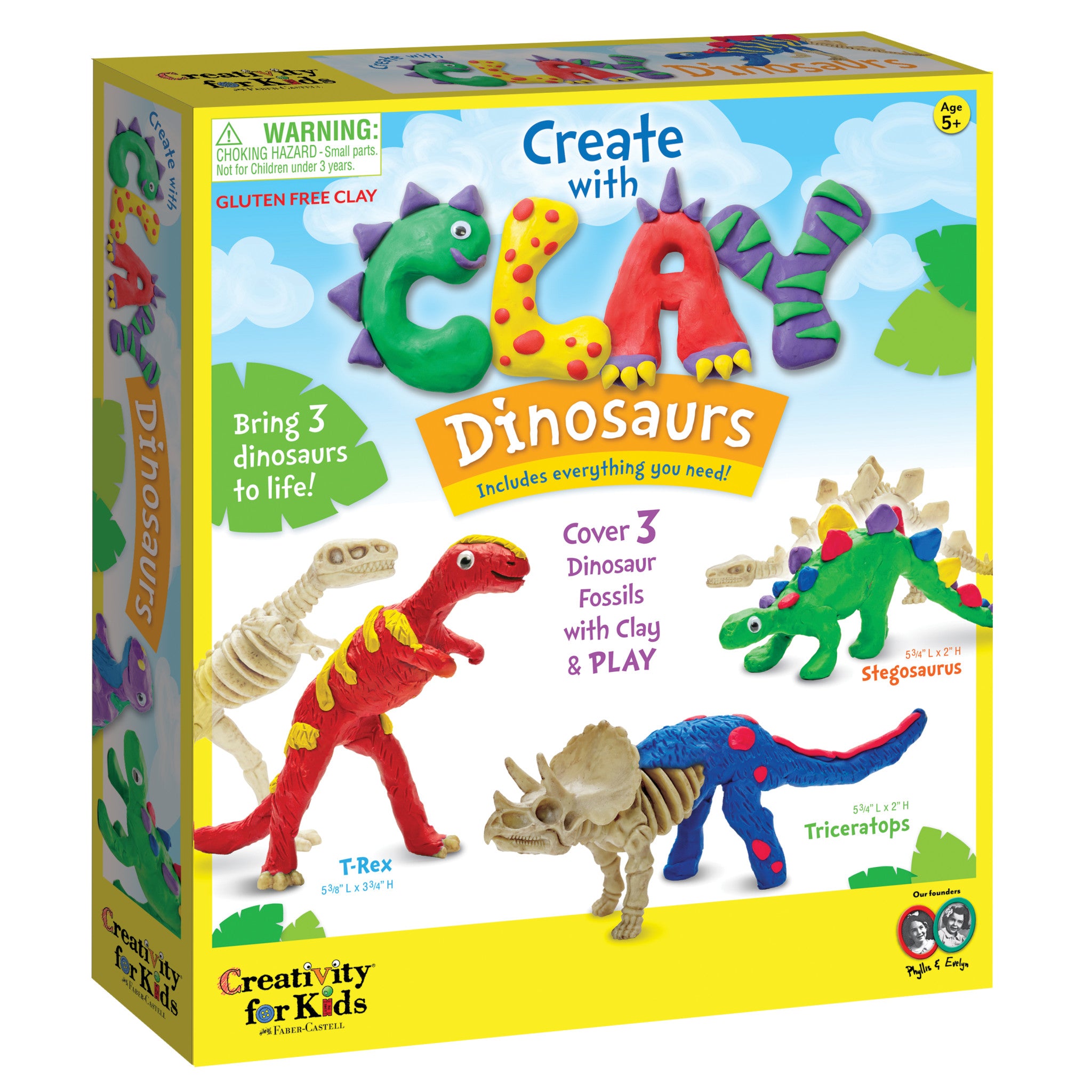 Create with Clay Dinosaurs Kit - DIY Dinosaur Modeling Set for Kids - Fun Educational STEM Toy for Creative Play - Perfect for Birthday Gifts & Classroom Activities