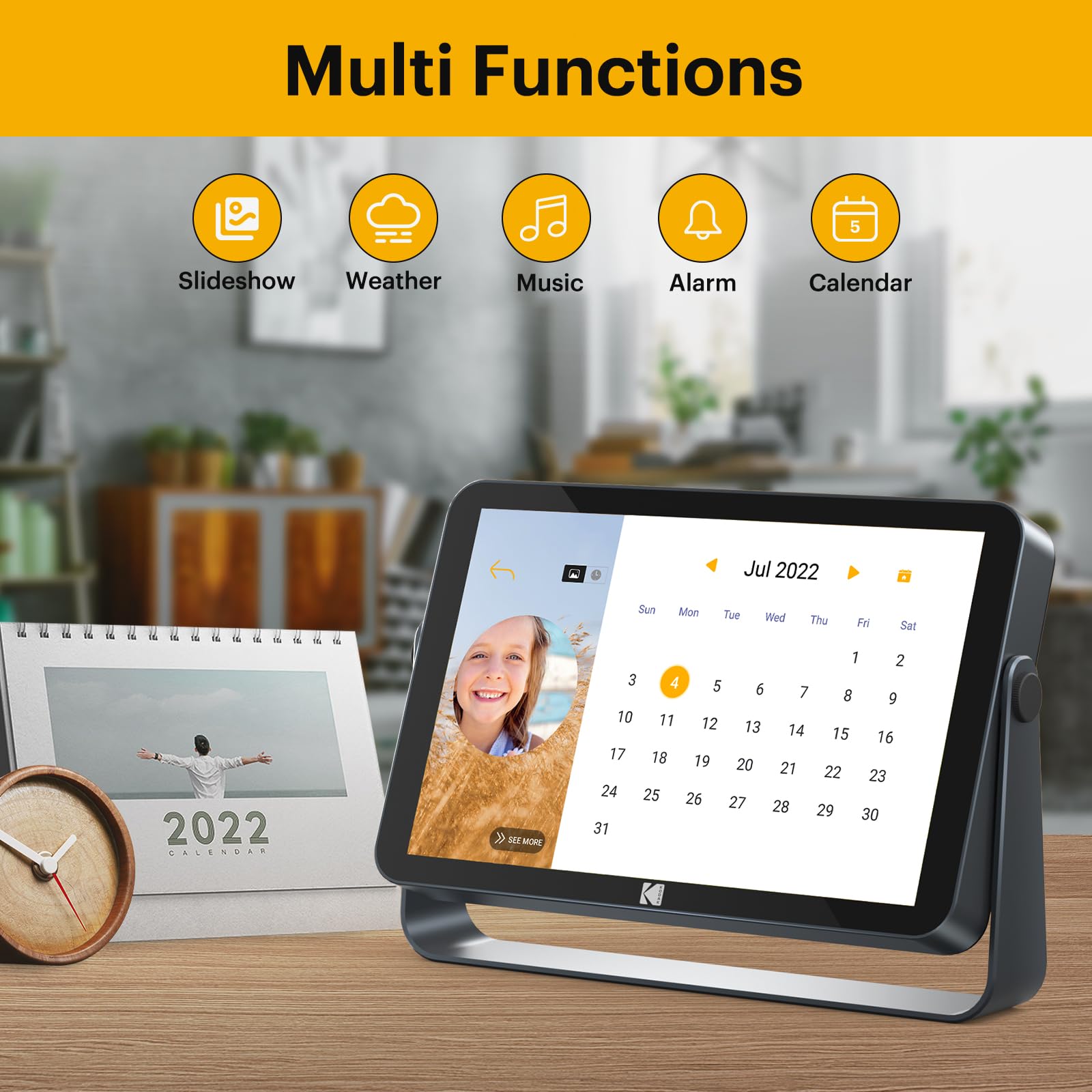 KODAK 10.1 Inch WiFi Digital Photo Frame with 4000mAh Battery - 1920x1200 IPS Touch Screen, 32GB Storage, Auto-Rotate, KODAK App - Perfect Gift for Family & Friends - Display Memories in Living Room, Bedroom or Office
