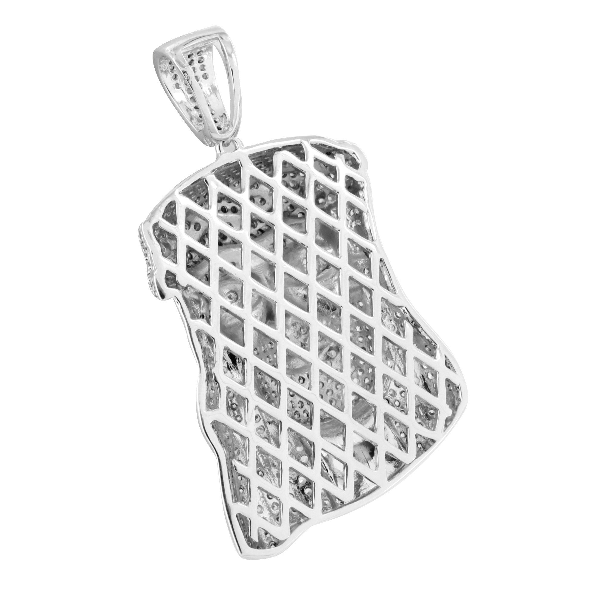 White Jesus Face Pendant Necklace - Simulated Diamond Christ Charm Cross for Women & Men - Perfect for Church, Baptism, Easter Gifts & Religious Jewelry Collection
