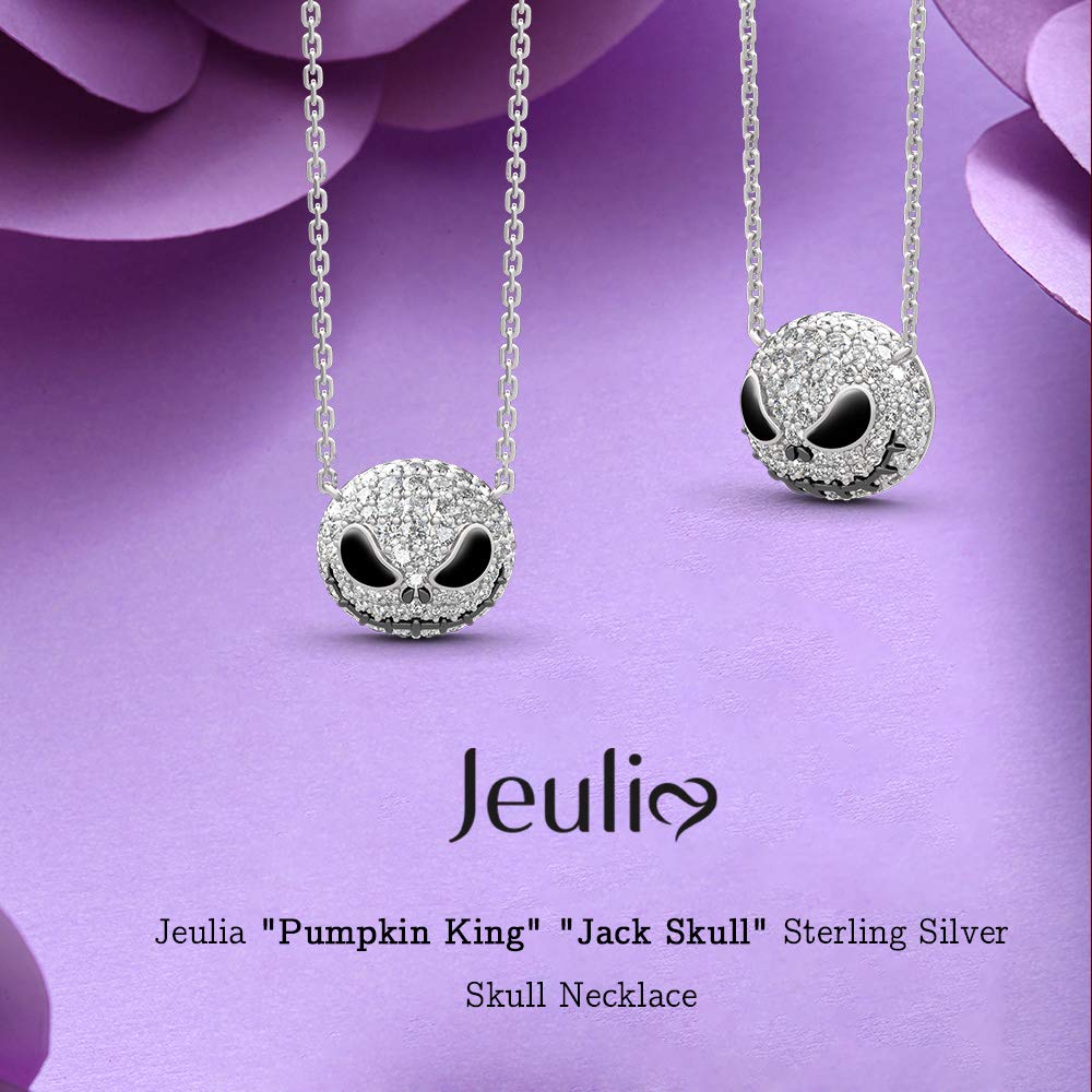 Jeulia 925 Sterling Silver Skull Pendant Necklace for Women - Gothic Halloween Jewelry, Valentine's Day & Birthday Gift for Her, Bridal Accessory - Perfect for Parties, Cosplay and Dark Fashion