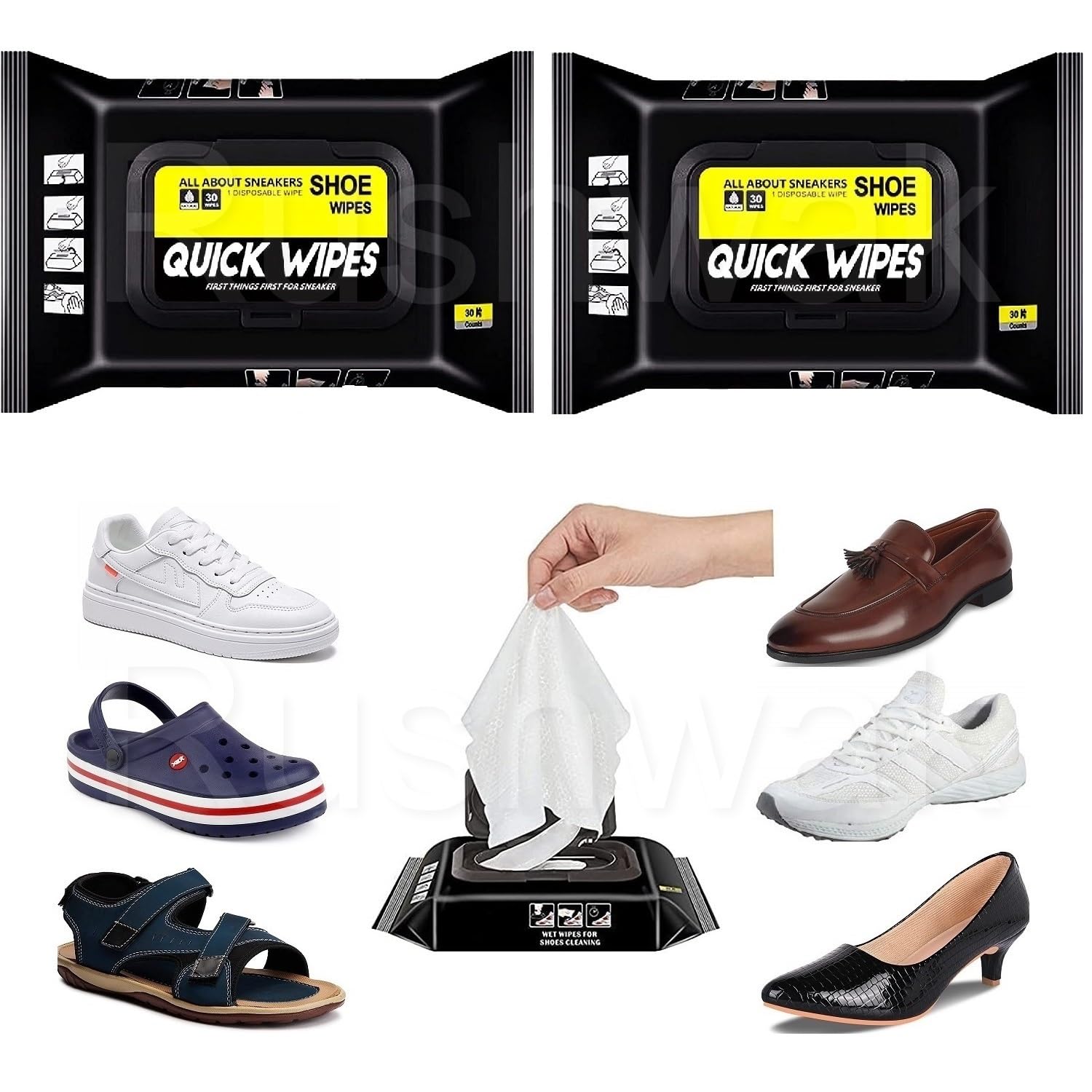 Rushwak Shoe Wipes (160 Count) - Instant Sneaker Cleaner Wipes for Quick Dirt & Stain Removal - Premium Shoe Cleaning Kit for Sneakers, Boots & Athletic Shoes - Perfect for Gym, Travel & Everyday Use