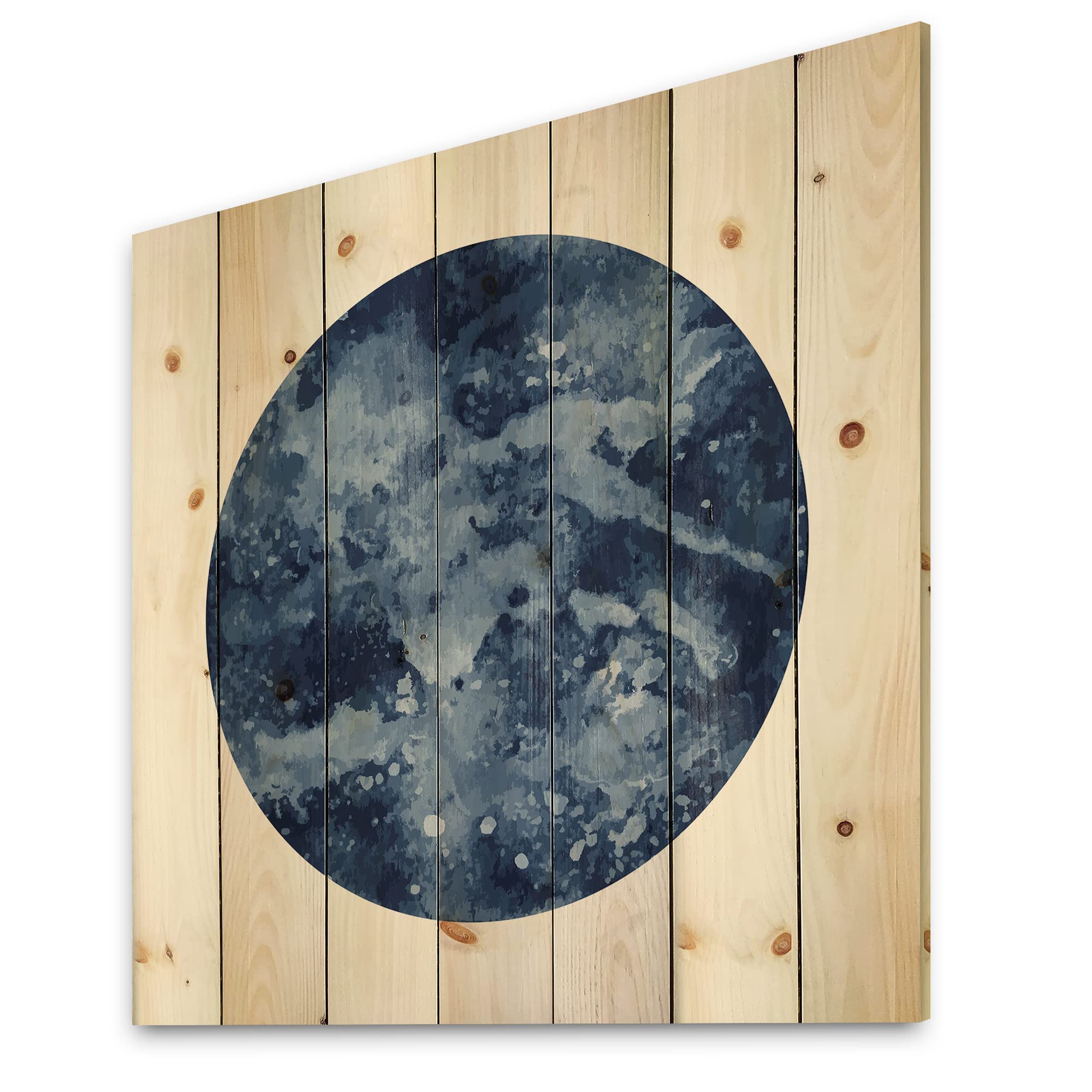 Modern Space Galaxy Circle Wood Wall Art - Blue Astronomy Decor, Large Contemporary Wood Wall Panels Printed on Natural Pine - Perfect for Living Room, Bedroom & Office Decor