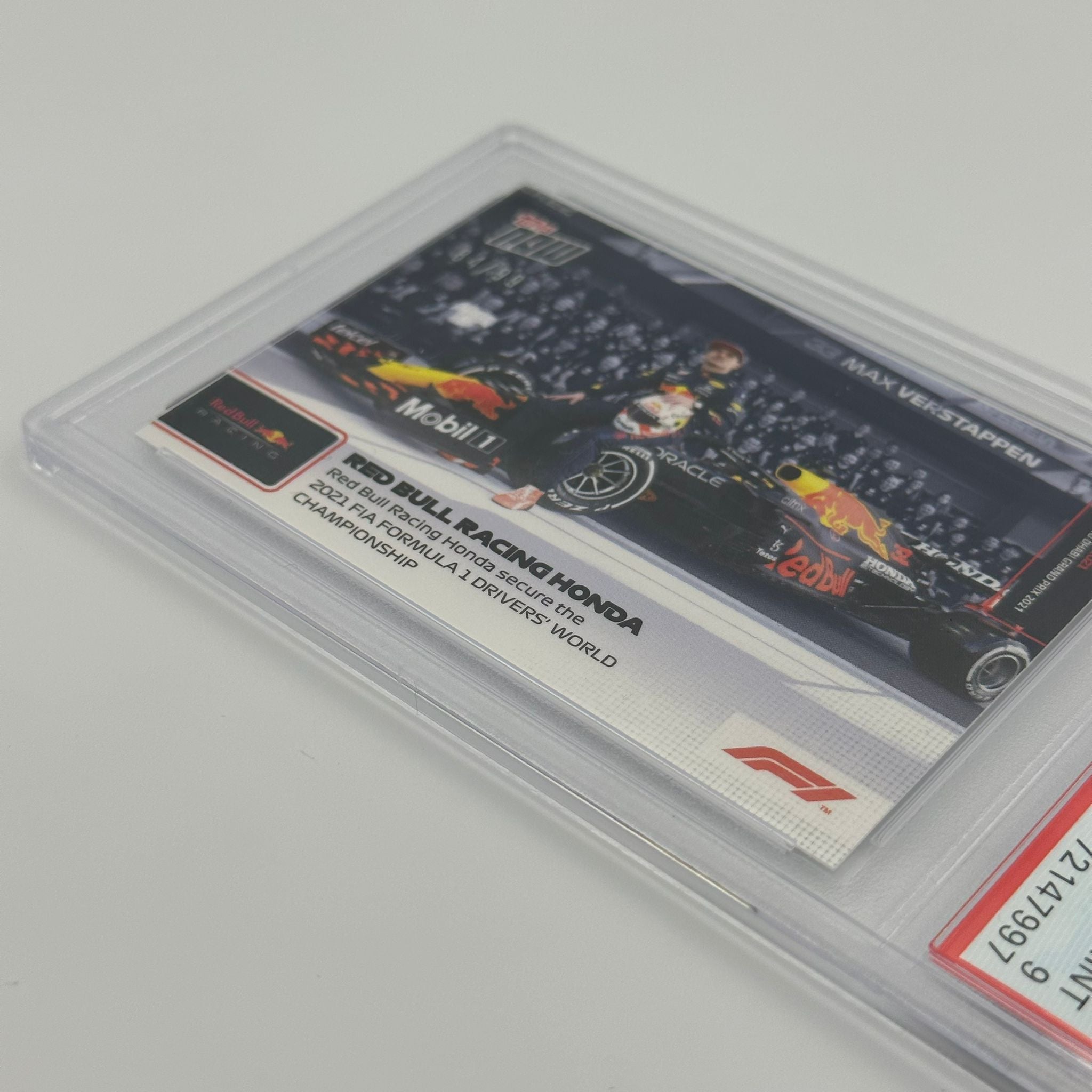 PSA 9 Graded 84/99 Red Bull Racing Honda Secure The Drivers' World Championship #85 - Rare F1 Collectible for Racing Fans & Memorabilia Display