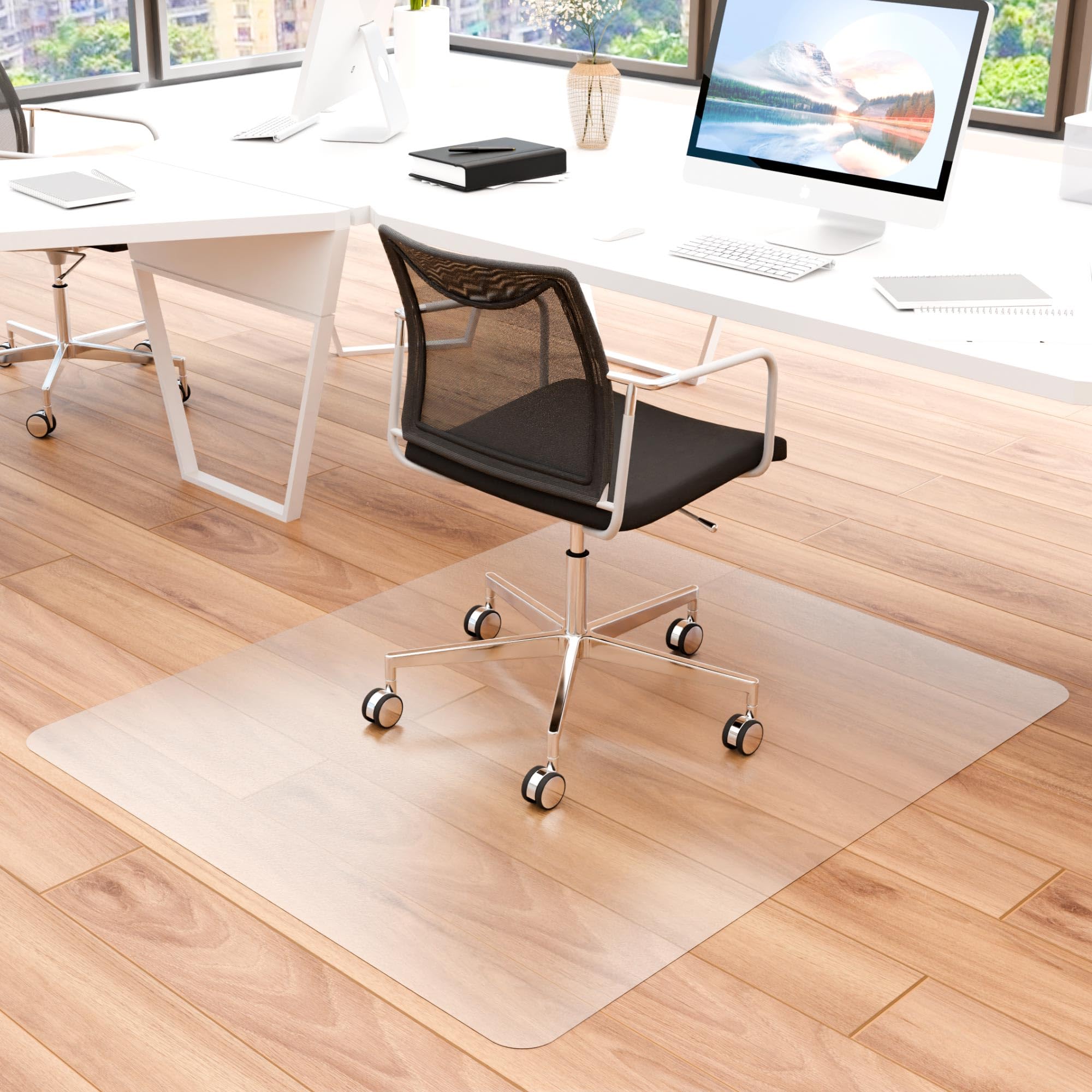 40” x 48” Clear Large Office Chair Mat for Hardwood Floors - Heavy Duty Hard Floor Protector with Easy Glide Surface for Rolling Chairs | Perfect for Home Office, Study Room & Workspace
