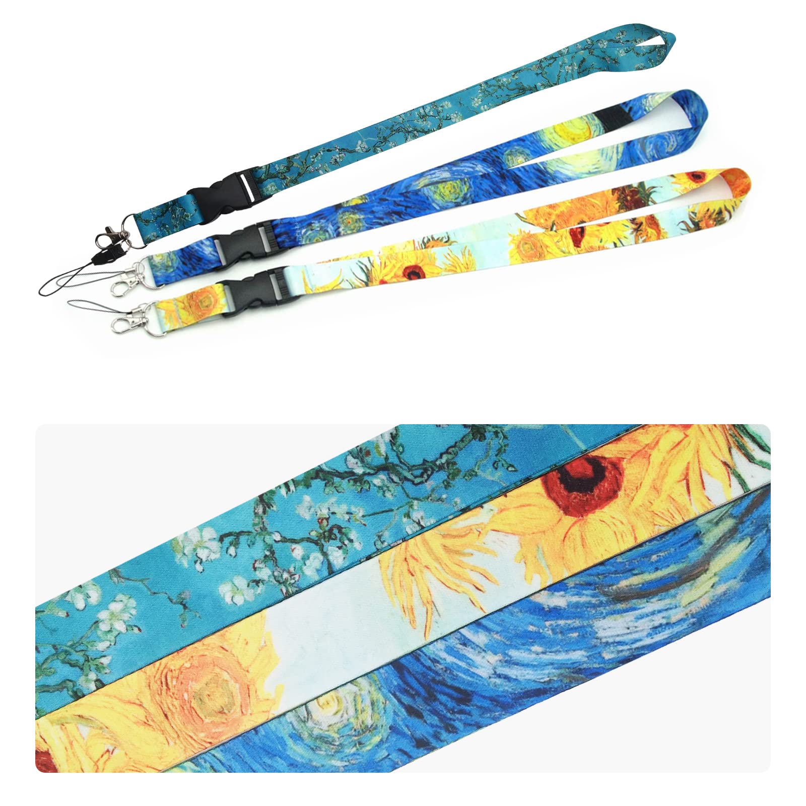 3-Pack Detachable Lanyard with ID Holder & Keychain - for Work, Events & Daily Use