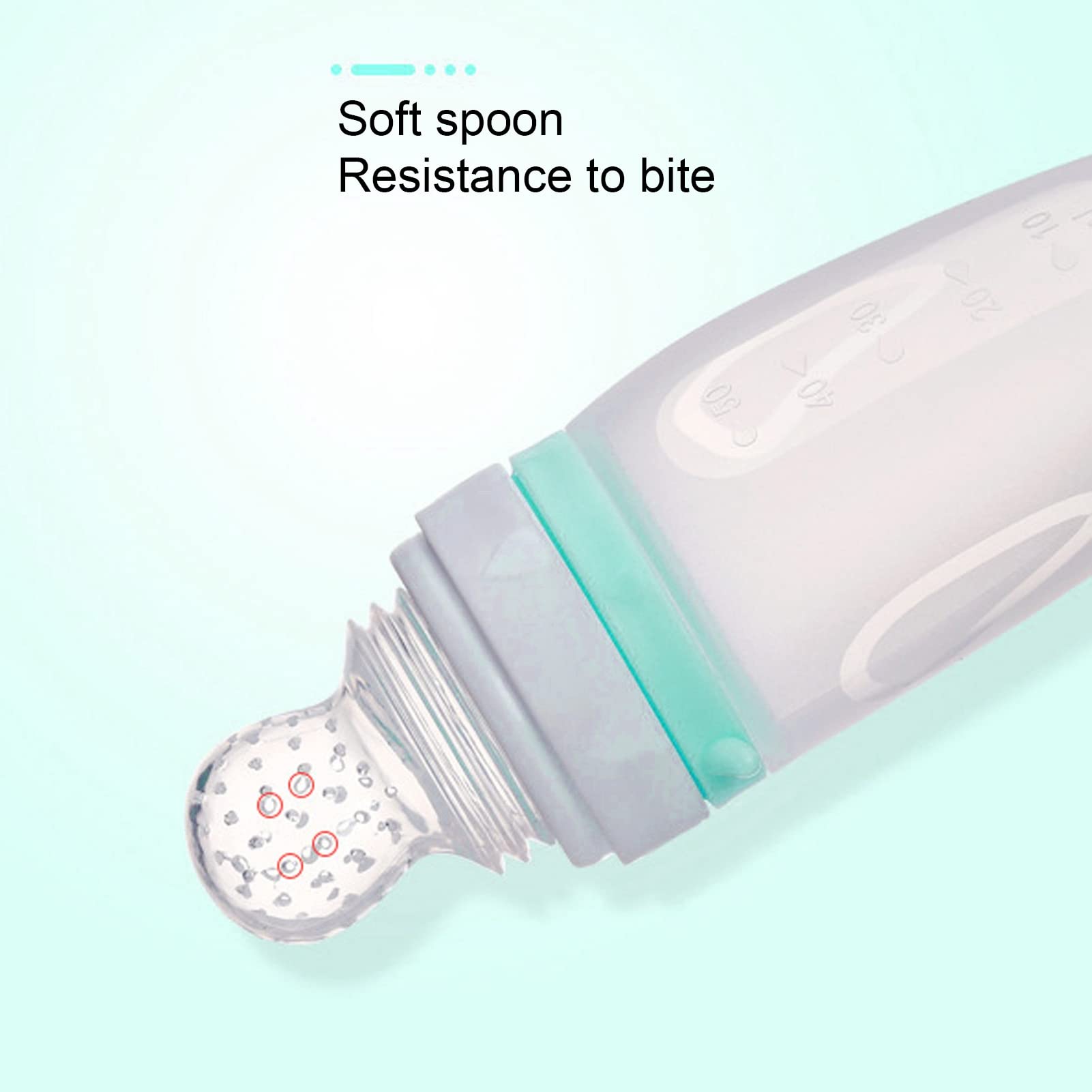 Soft Silicone Baby Squeeze Bottle with Spoon Feeder - Cute Integrated Design, Easy to Clean, BPA-Free for Infant Rice Cereals & Purees - Perfect for On-the-Go Feeding at Home or Travel