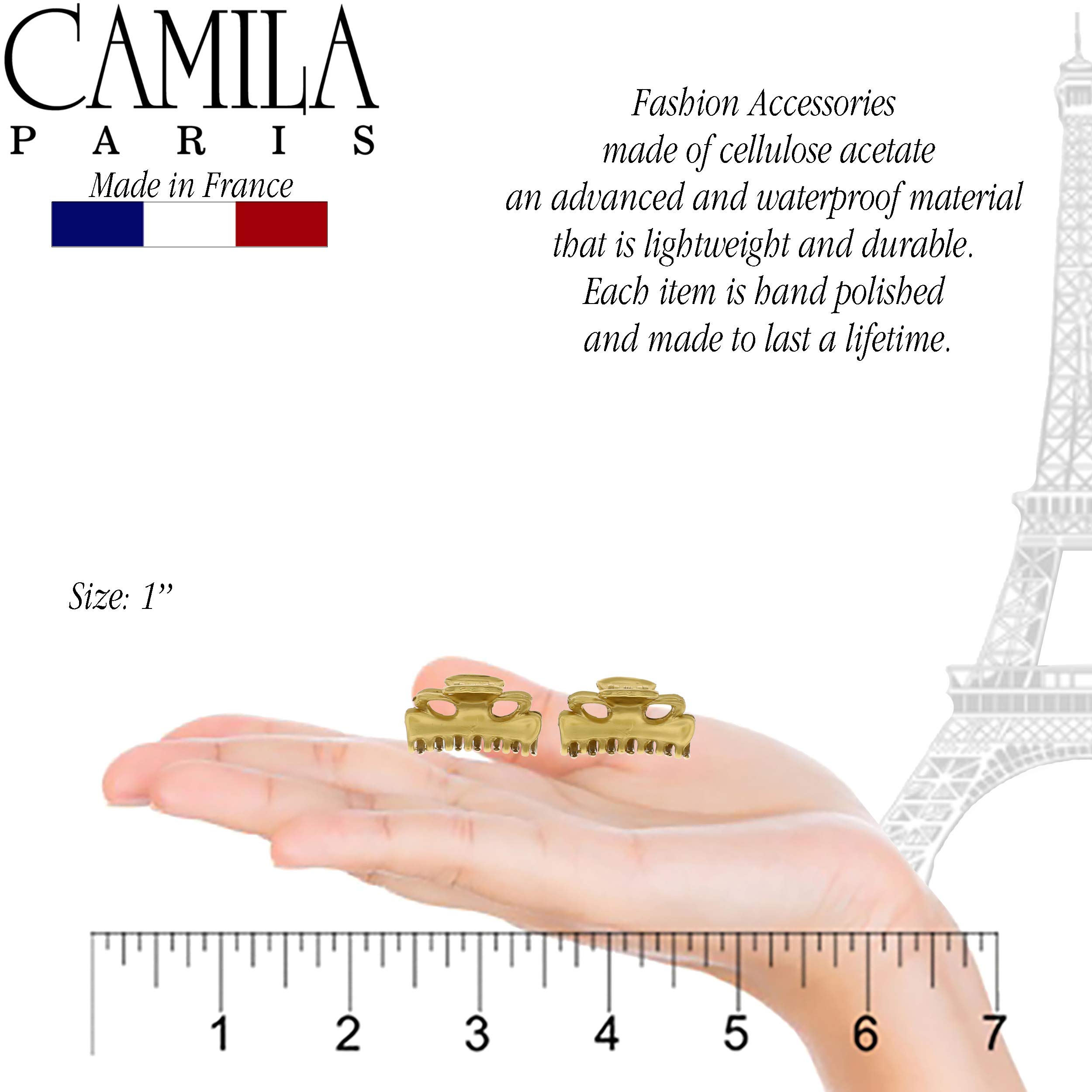 Camila Paris CP2921/2 French Hair Clips for Women - Set of 2 Small 1 Inch Gold Hair Claw Clips | Durable Fashion Hair Accessories with Strong Hold Grip | Made in France | Perfect for Everyday Styling, Updos, and Ponytails