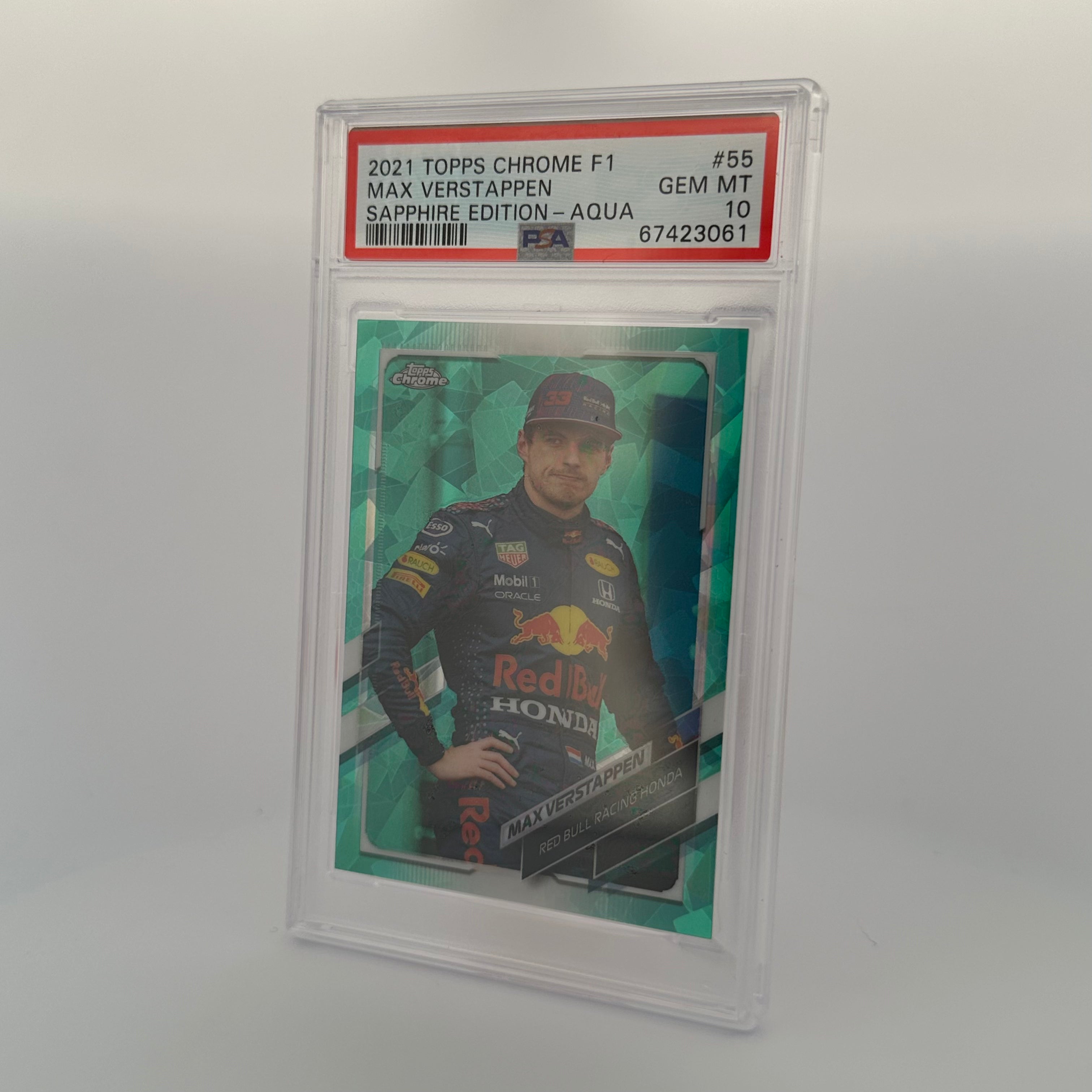PSA 10 Graded 1994 Max Verstappen #55 Sapphire Edition Aqua Trading Card - Perfect for F1 Racing Collectors and Display Cases