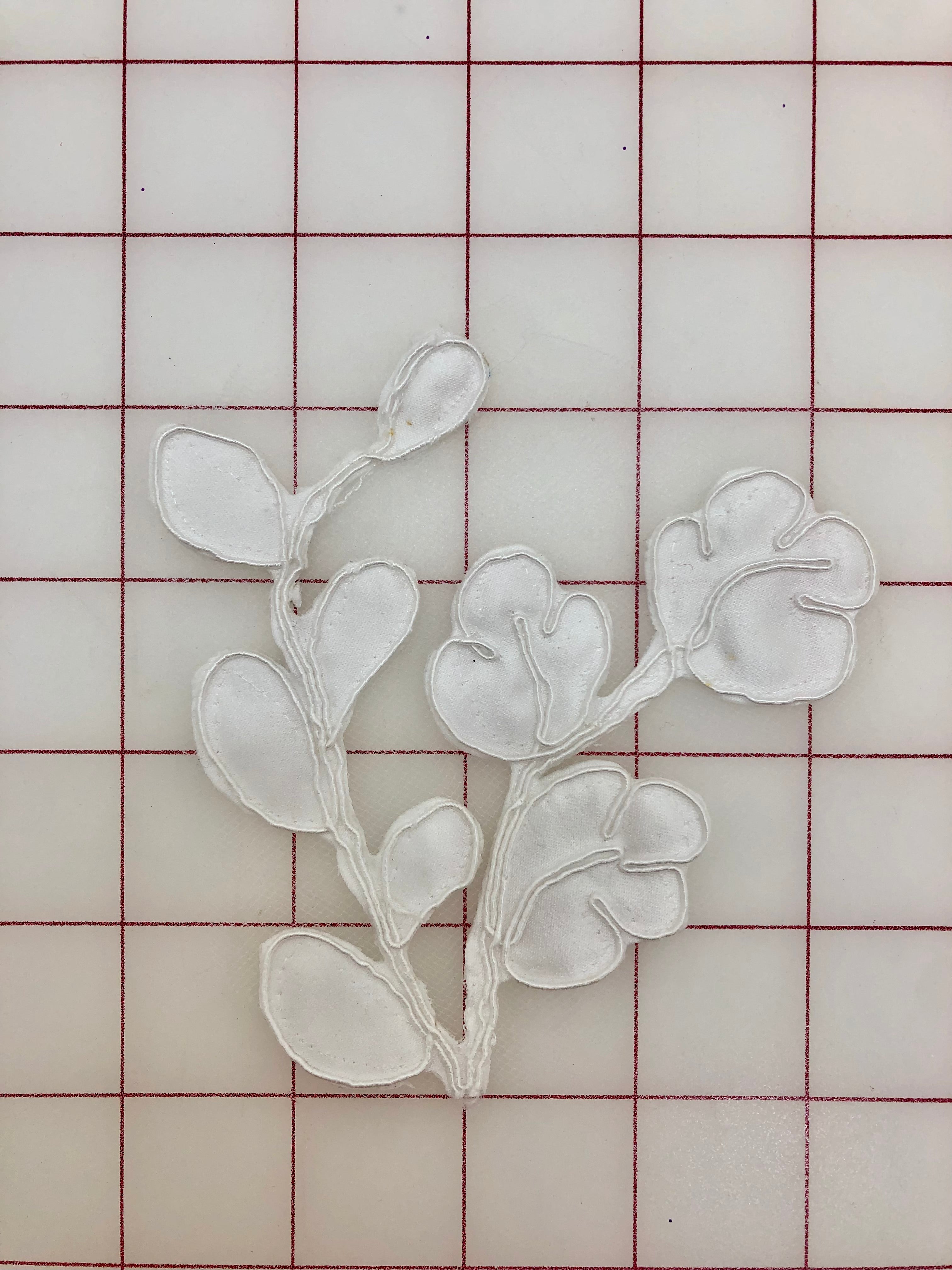 Beautiful White Flower and Leaf Applique - Dyeable Corded Embellishment for DIY Crafts, Wedding Decor, and Home Sewing Projects
