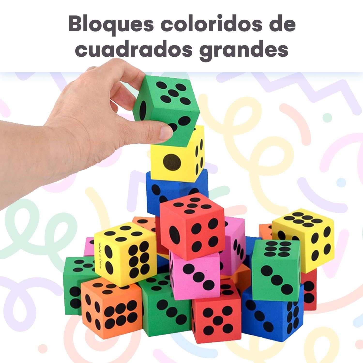 Kicko Foam Dice Set - 24 Pack Large Colorful Square Soft Dice for Kids - Math Learning Toys, Classroom Activities, Party Favors & Game Night Supplies - Perfect for Educational Games, Birthday Parties and Family Fun