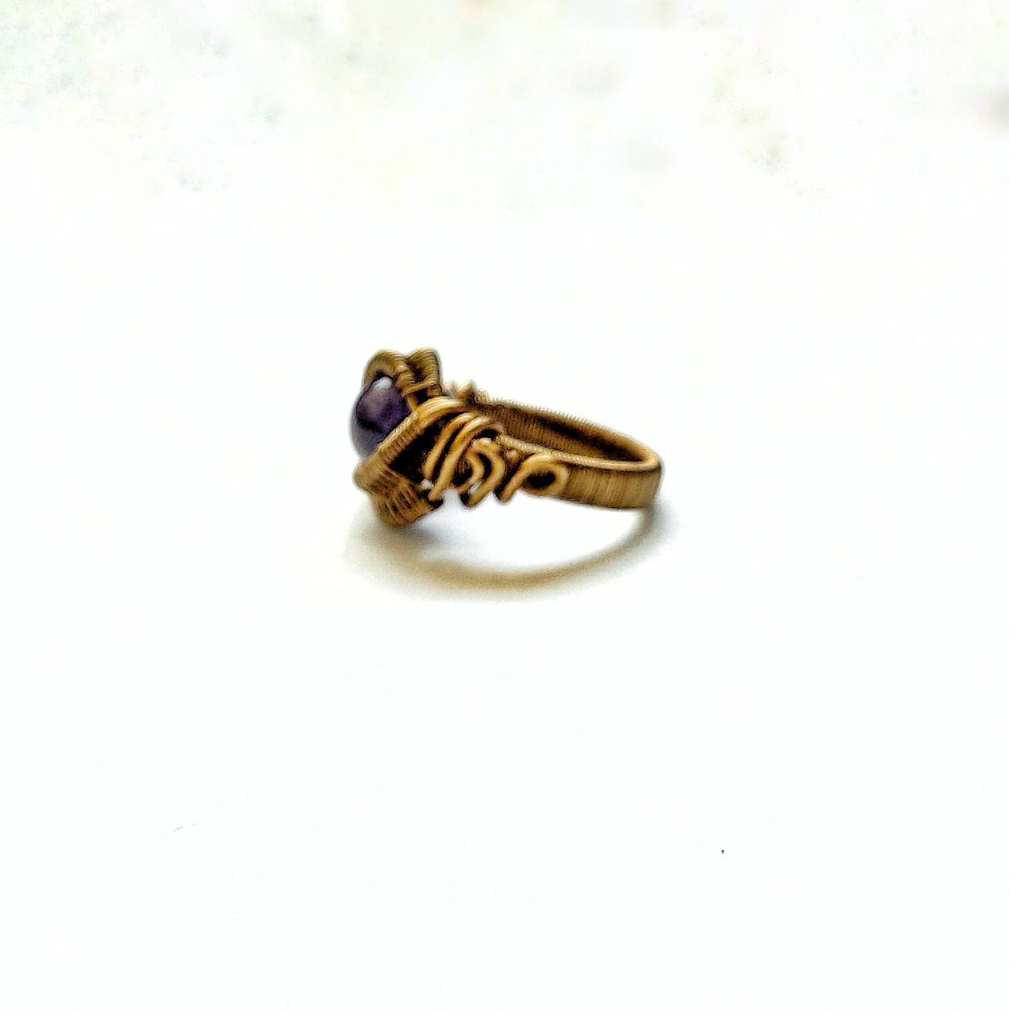 Original Polished Amethyst Ring in Antique Bronze - Elegant Jewelry for Women, Perfect for Weddings, Parties & Special Occasions