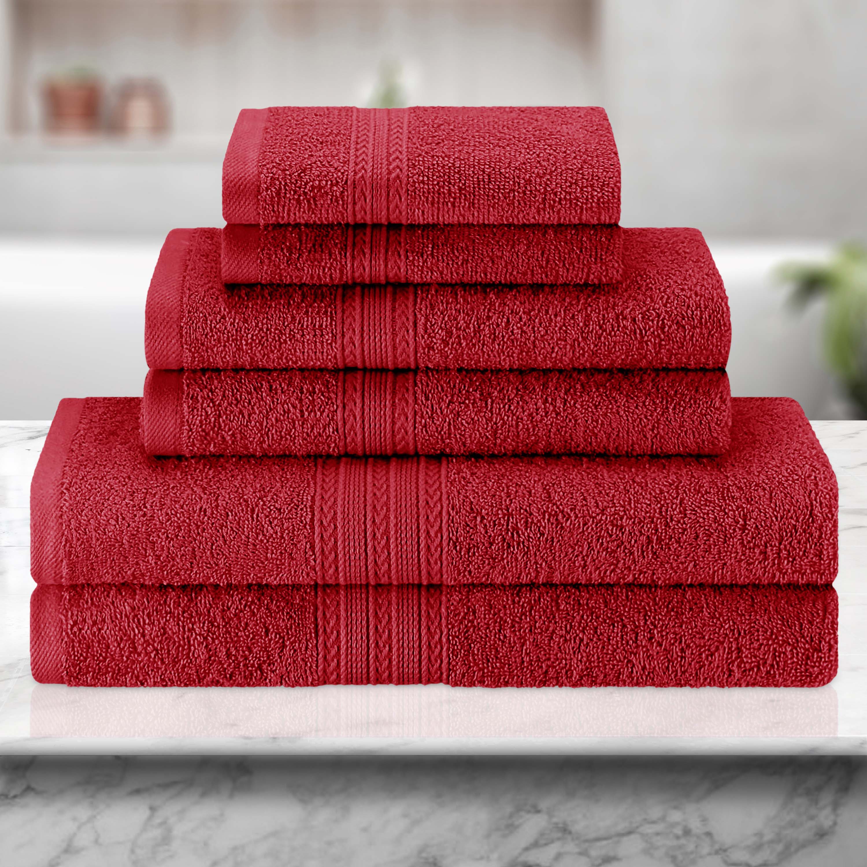 Premium 6-Piece Eco-Friendly Cotton Ring Spun Bath Towel Set - Soft, Absorbent & Sustainable for Spa, Gym, and Luxury Bathroom Use