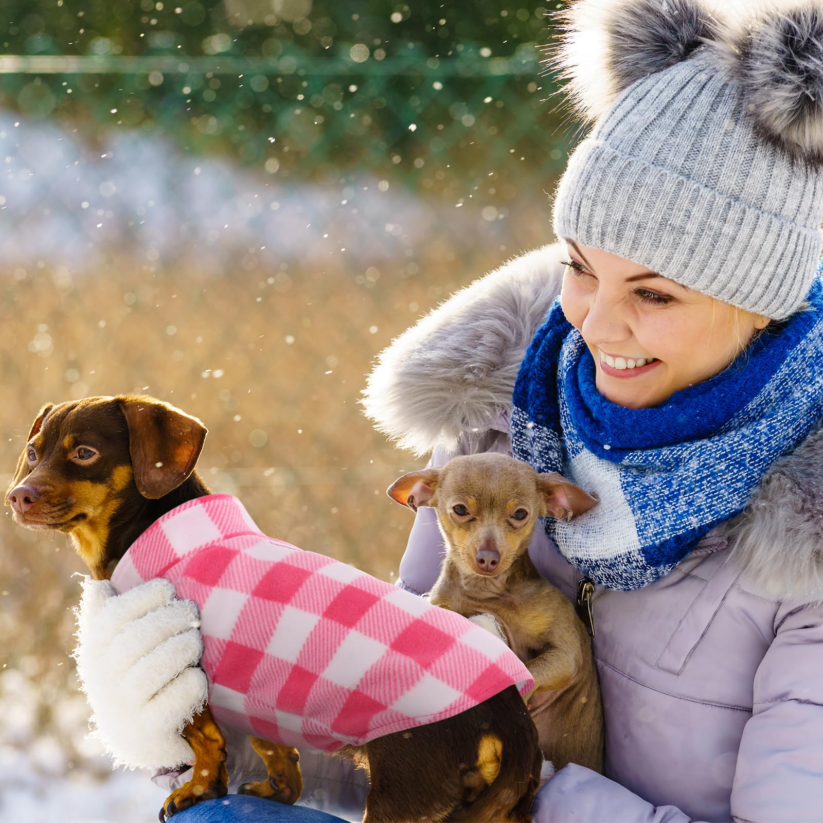Kuoser Stretch Dog Fleece Vest - Soft Plaid Dog Sweater for Small Dogs & Cats | Warm Winter Pullover Coat with Leash Hole for Chihuahua, Yorkshire, Teddy | Perfect for Outdoor Walks & Indoor Comfort