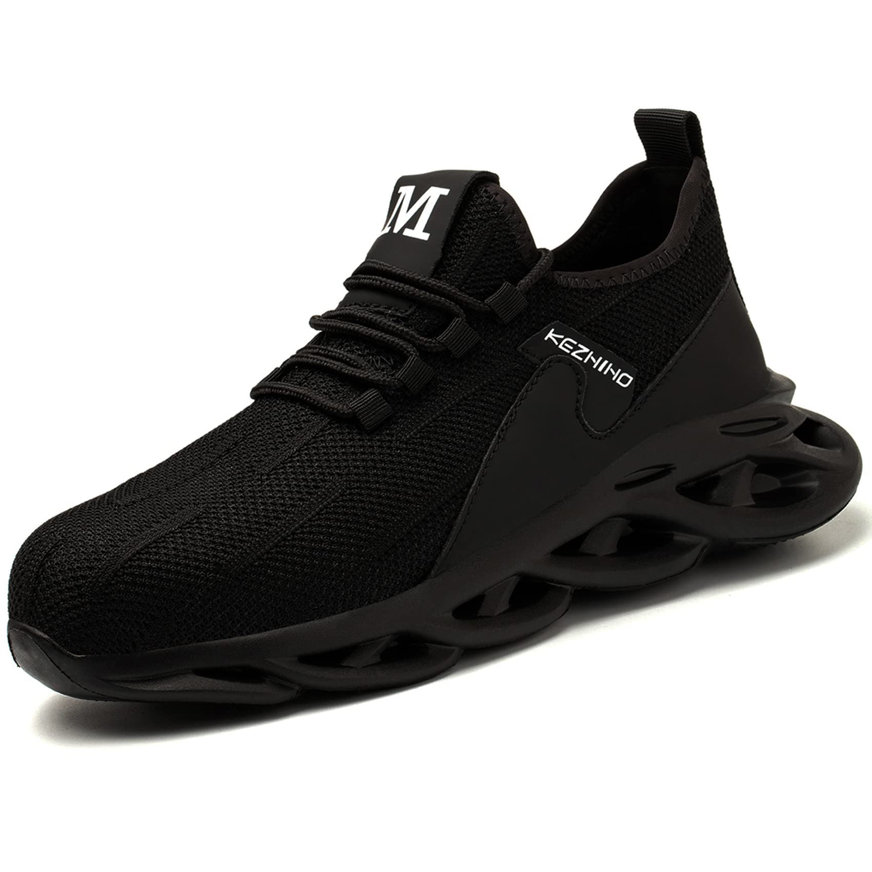 Kezhiho Men's Steel Toe Work Shoes - Lightweight, Slip & Puncture Resistant Safety Sneakers for Construction & Industrial Use | Breathable, Durable & Comfortable for Long Work Shifts