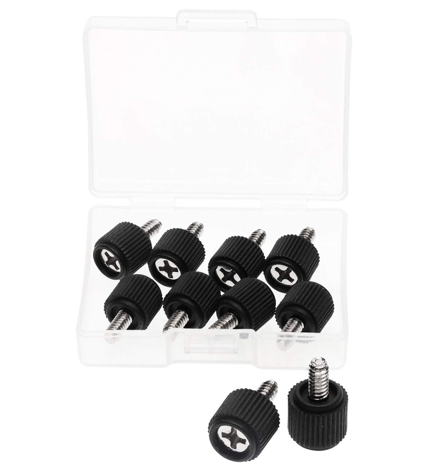 #6-32 Black PC Computer Case Thumb Screws (10pcs) - Hand Tighten Fastener for PC Builds, Computer Case Assembly & Hardware Upgrades - Perfect for DIY Computer Repair and Custom PC Modifications