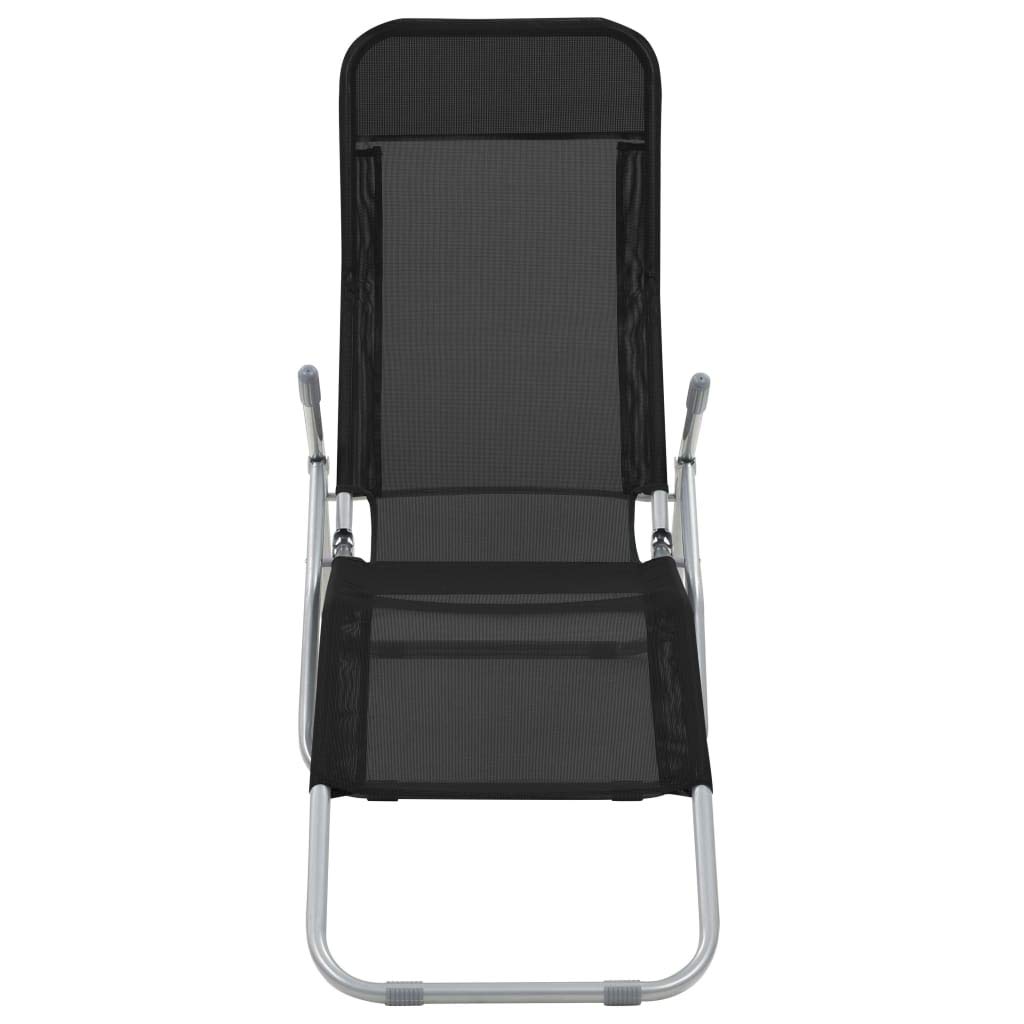 vidaXL Folding Sun Loungers 2 Pack - Textilene Black Weather-Resistant Beach Chairs with Adjustable Backrest & High Weight Capacity - Perfect for Poolside, Backyard, Patio & Outdoor Relaxation
