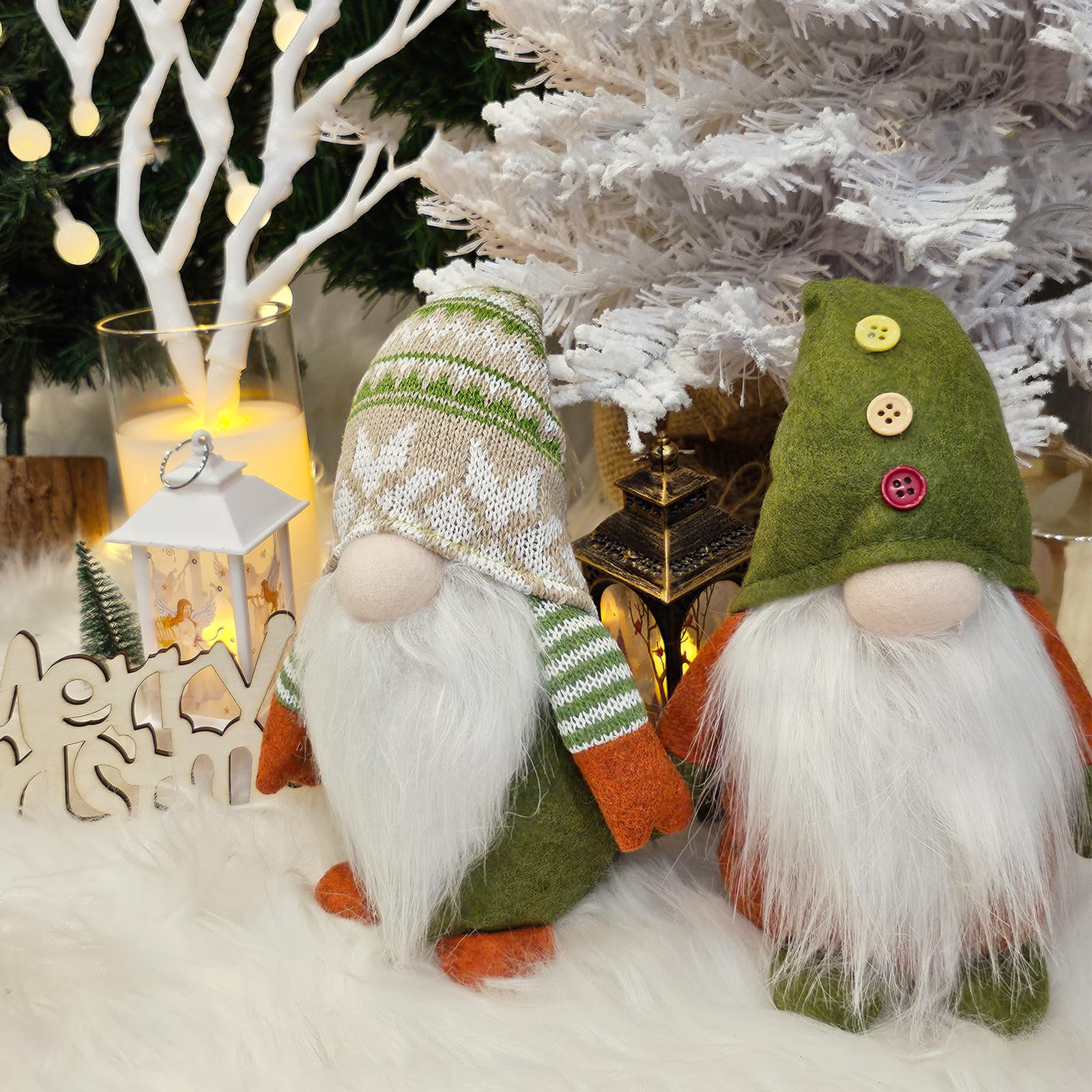 Handmade St. Patrick's Day Gnome Ornaments - 2 Pack Green Hat Scandinavian Tomte Elf Decor for Easter, Christmas & Home Decor | Perfect for Holiday Tables, Gift Giving & Seasonal Displays