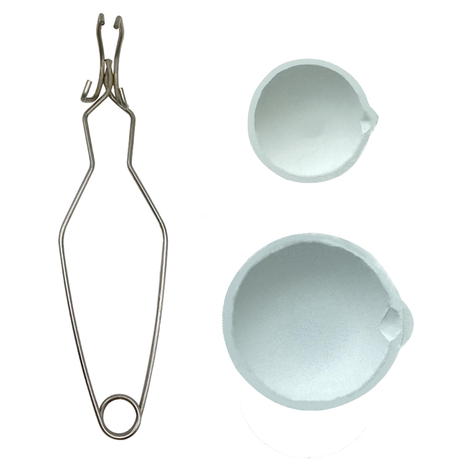 **Premium Ceramic Melting Crucible Set with Whip Tongs - 2A Gold, Silver & Copper Melting Kit for Jewelry Making & Metal Casting**