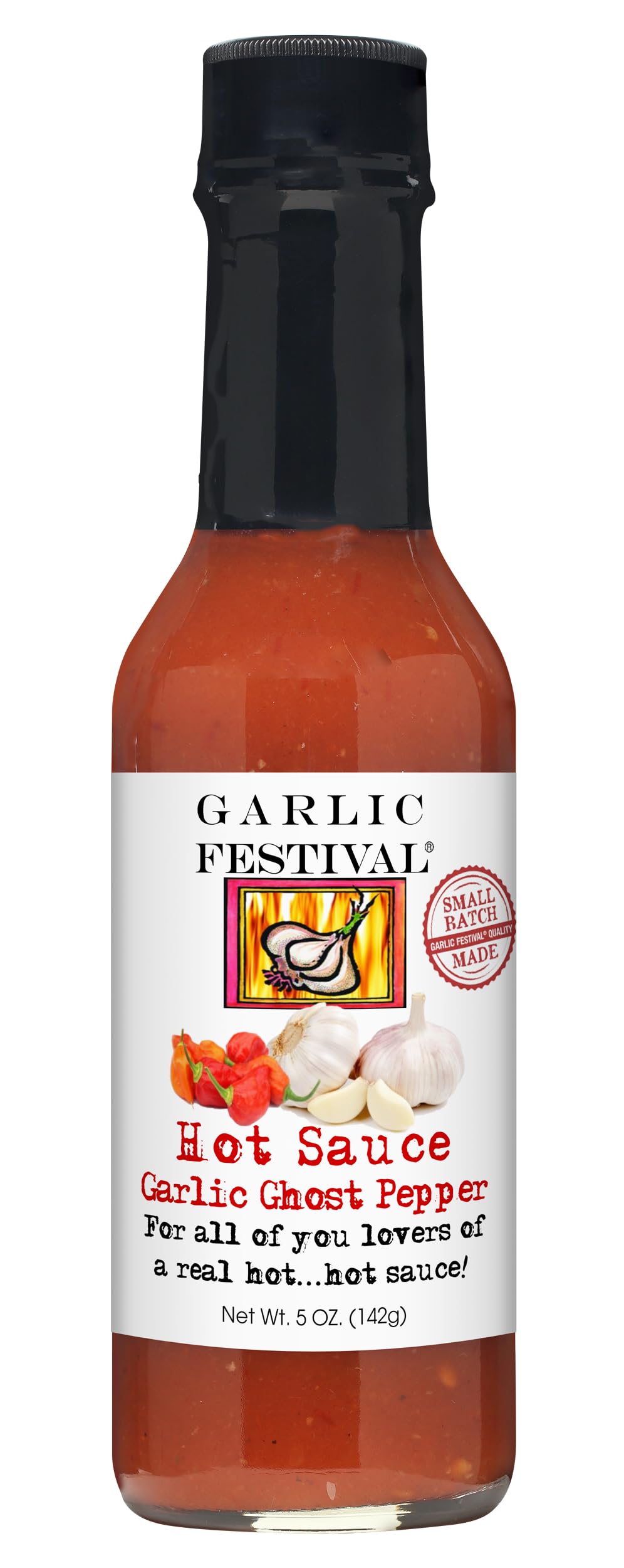 Garlic Ghost Pepper Hot Sauce - 5 oz Spicy Gourmet Sauce for Cooking, Grilling & Dipping - Perfect for Tacos, Wings & BBQ