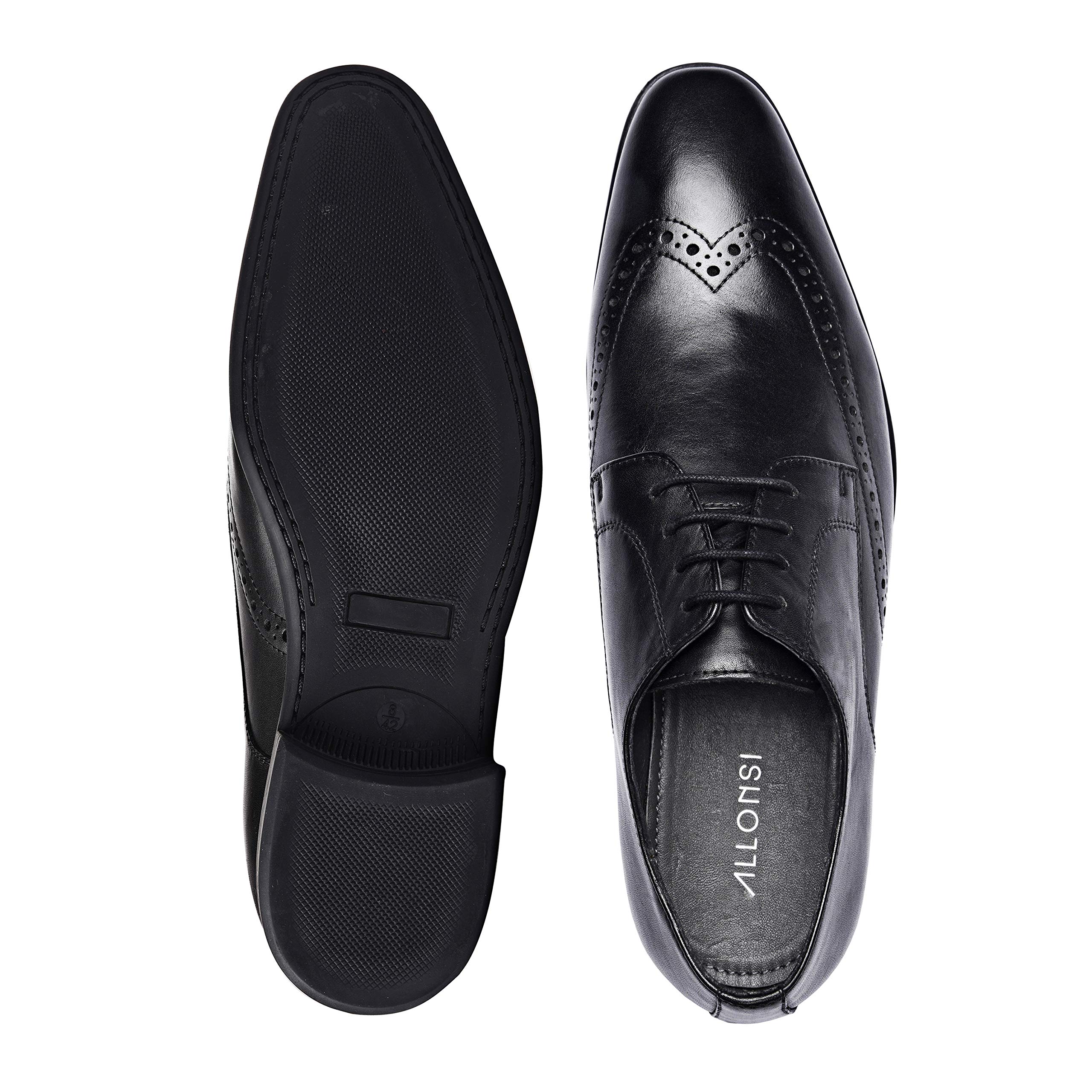 Andre Genuine Leather Men's Wingtip Oxford Dress Shoes - Comfortable Lace-Up Low Heel Shoes with TPR Sole | Perfect for Business, Office, Wedding & Formal Occasions