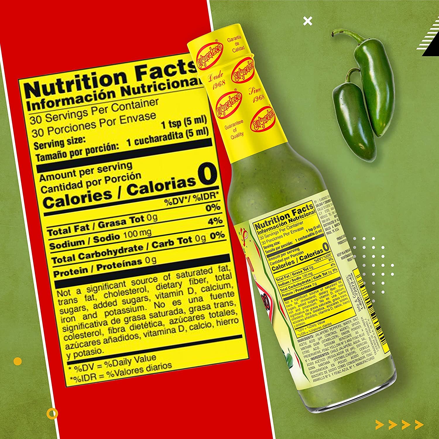 El Yucateco Hot Sauce - Chile Jalapeno Flavor, 5 Oz (Pack of 3) | Authentic Mexican Hot Sauce for Tacos, Burritos, Wings & More | Spicy Condiment for Cooking & Grilling