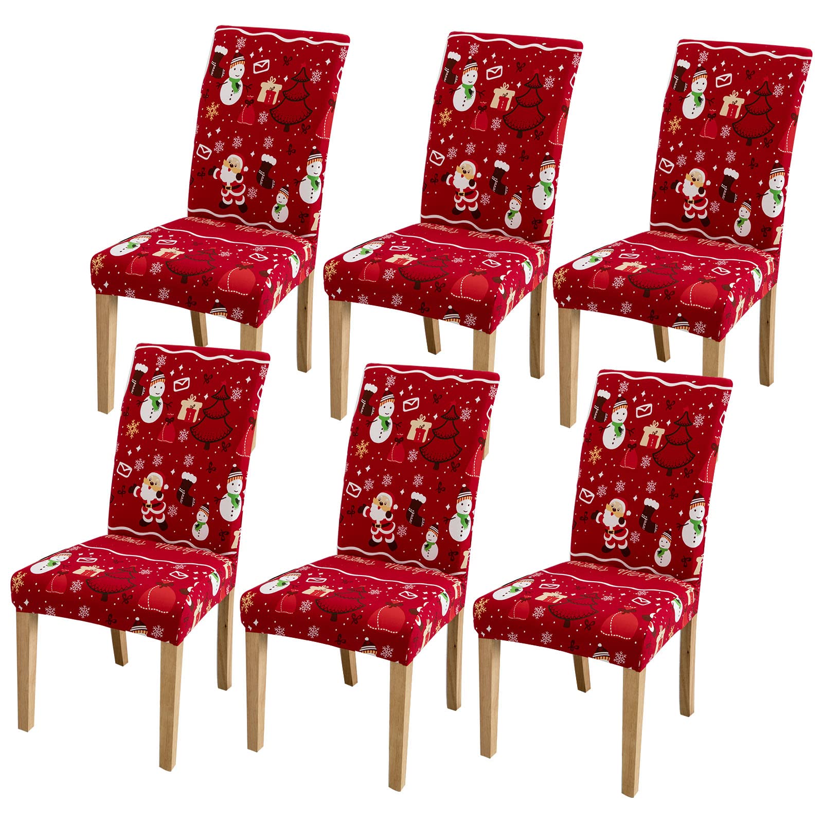 FUANGUI Christmas Dining Chair Covers Set of 6 - Stretchable Washable Slipcovers for Holiday Decor, Home, Hotel & Events | Perfect for Christmas Dinner, Party Decorations & Seasonal Home Styling
