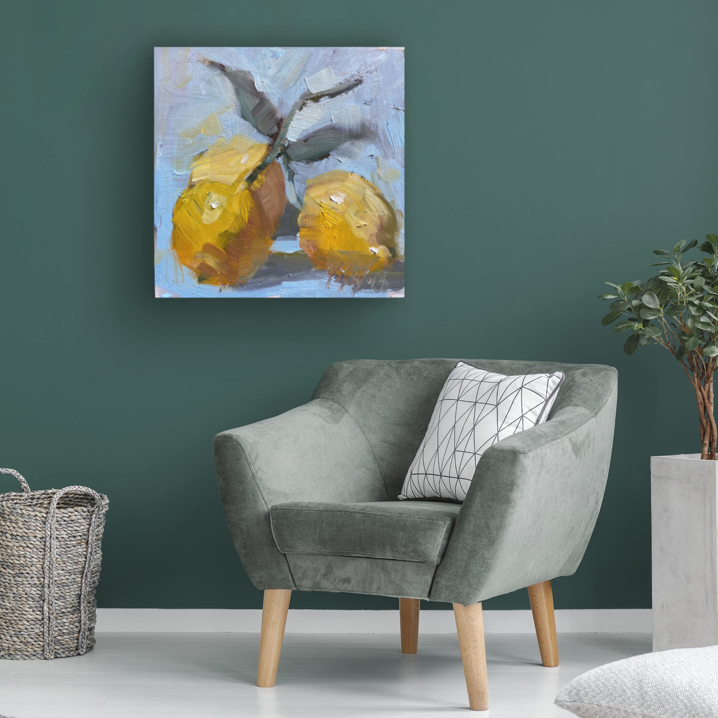 Jennifer Stottle Taylor 'Lemon Fashion' Canvas Wall Art Print - 35x35 Inches Modern Home Decor for Living Room, Bedroom & Office