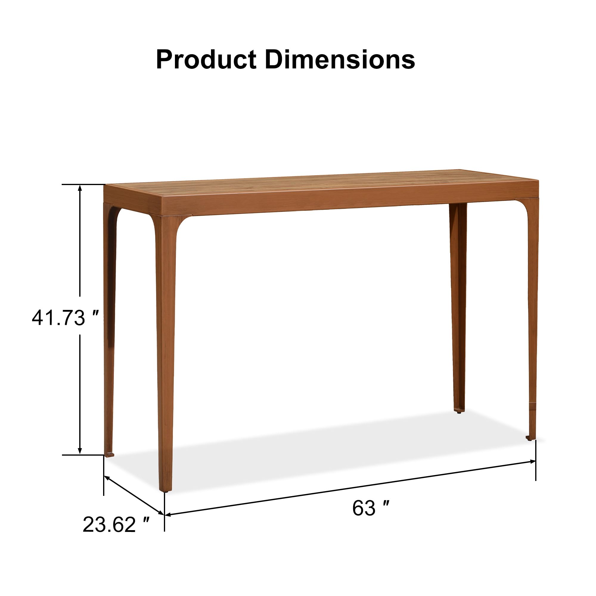 PURPLE LEAF 36 Inch Bar Height Table - Rectangular Patio Dining Table for Outdoor Kitchen, Breakfast Nook, Bistro & Pub - Perfect for Garden, Balcony & Deck - Deep Teak Finish - Ideal for Entertaining & Al Fresco Dining