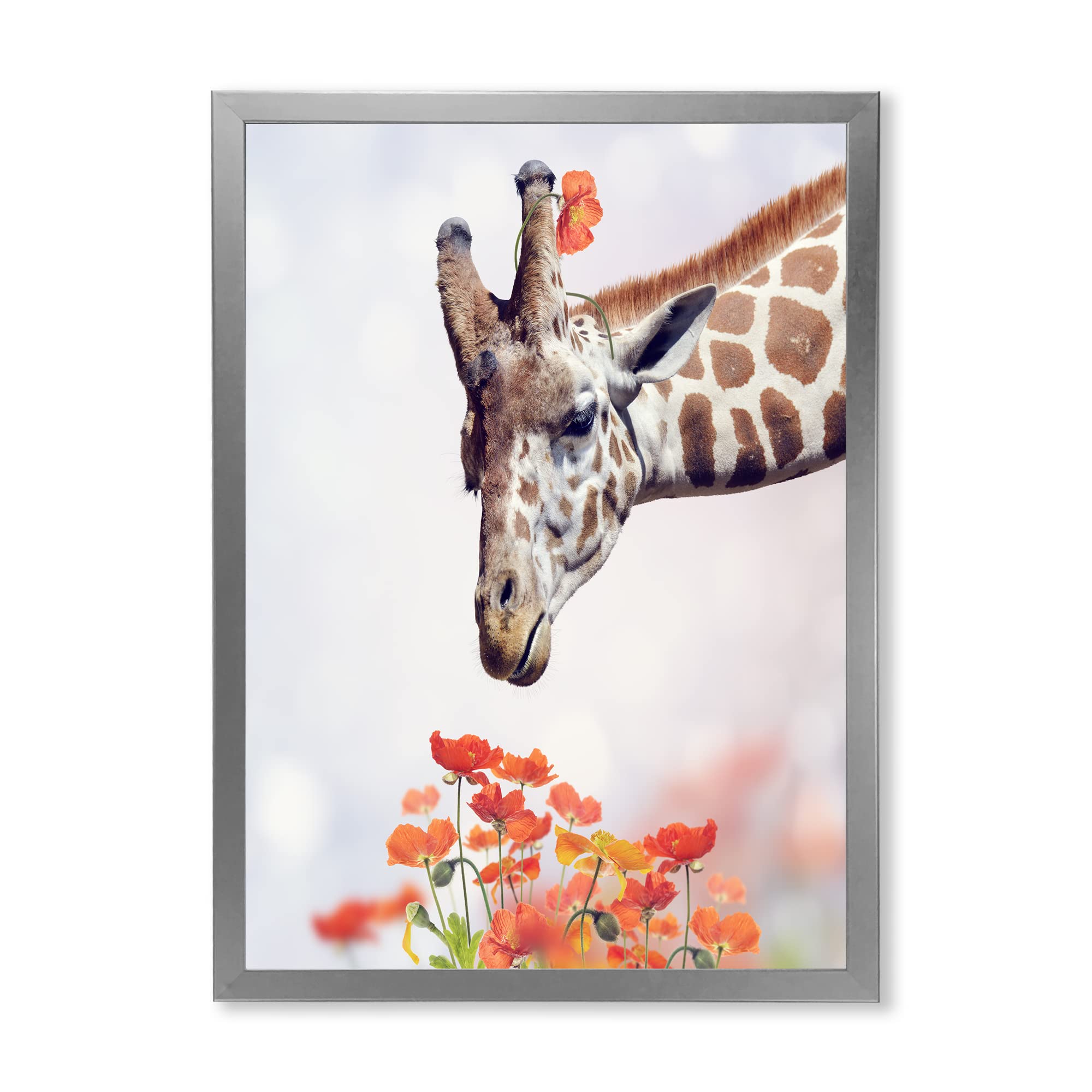 Giraffe Portrait II - Farmhouse Style Framed Wall Art Decor for Living Room, Bedroom & Office