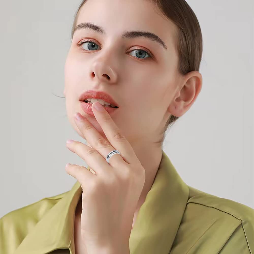 Stainless Steel Spinner Ring for Women & Men - Anxiety Relief Fidget Ring, Stress Relieving Therapy Jewelry, Inspirational 'I Am Enough' Promise Ring (Size 5-10) - Perfect for ADHD, Anxiety Management & Daily Wear