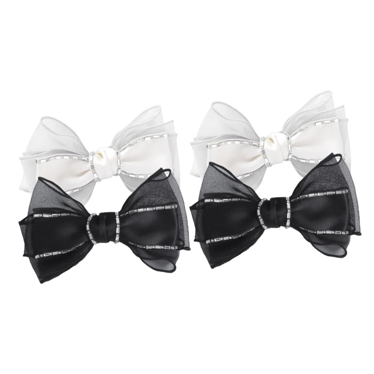 FRCOLOR 2 Sets Baby Girls Hair Bows Clips - Rhinestone Bow Hair Clips, Ponytail Holders & Barrettes for Women & Toddlers (4-Piece Set) - Perfect for Parties, Weddings & Everyday Hair Accessories