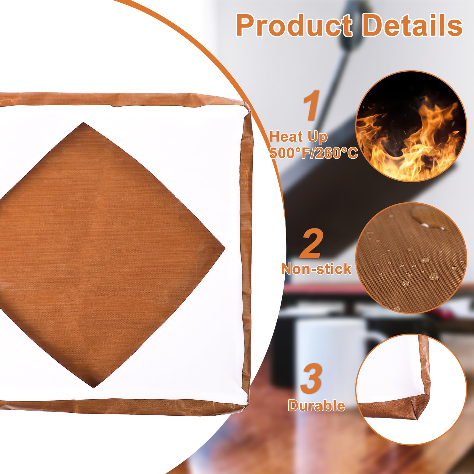 2-Pack 15x15 Inch Teflon Heat Press Mat - Reusable Non-Stick Sublimation Platen Cover for Heat Press Machine - Perfect for T-Shirt, Mug & Hat Printing (Heat Resistant & Durable)